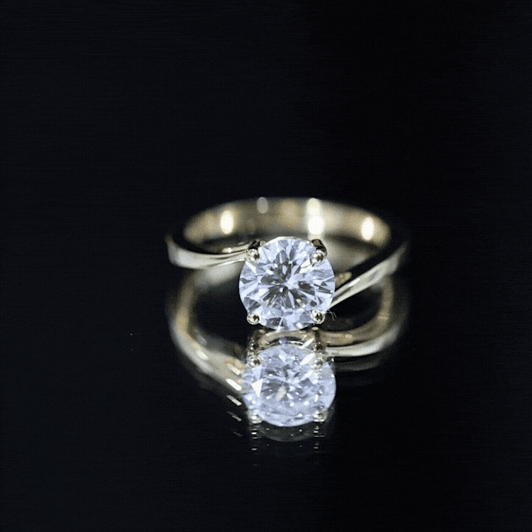 Certified Moissanite Solitaire Engagement Ring with Bypass Shank D-VS1 - Rosec Jewels