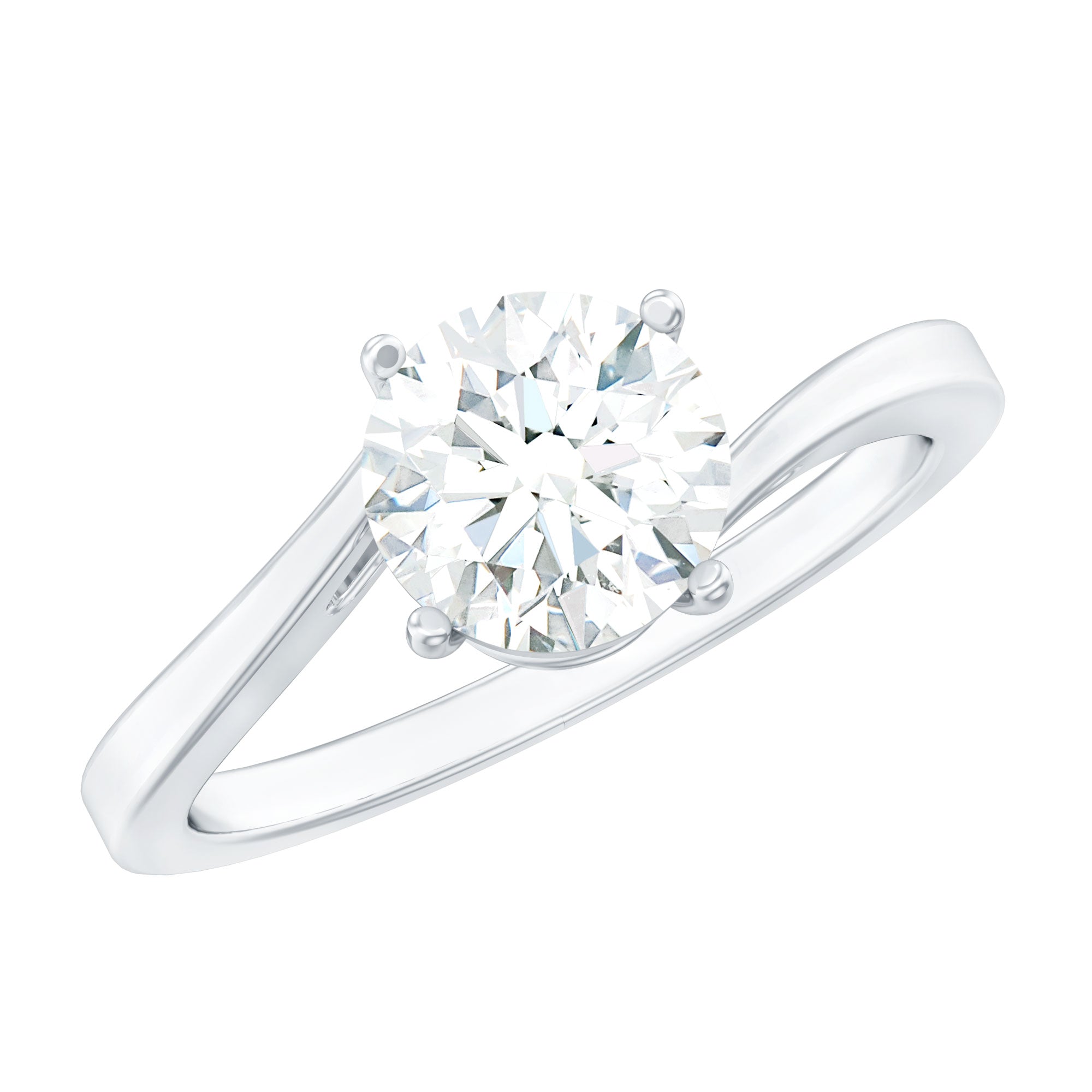 Certified Moissanite Solitaire Engagement Ring with Bypass Shank