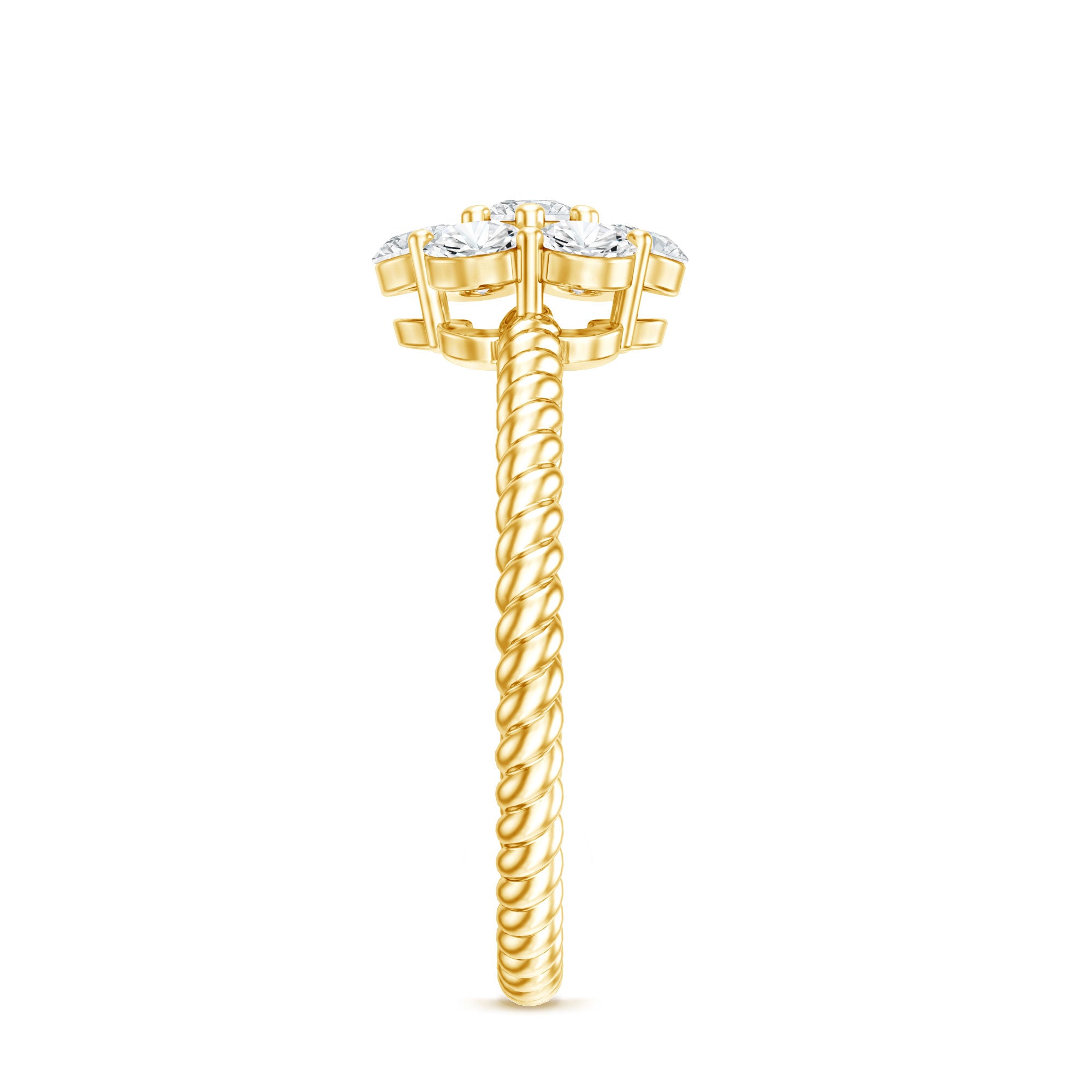 Rosec Jewels-Moissanite Flower Engagement with Twisted Rope Details