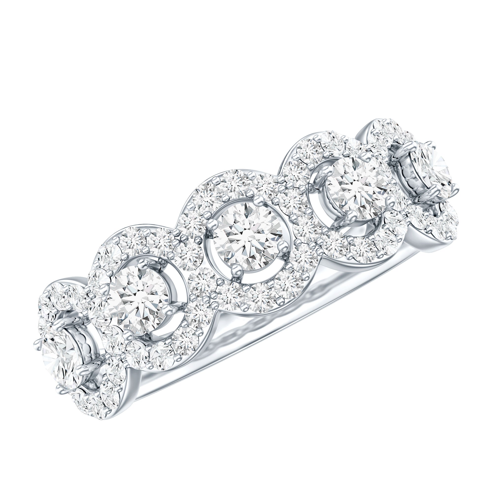 1.25 CT Round Cut Moissanite Halo Classic Band Ring D-VS1 - Rosec Jewels