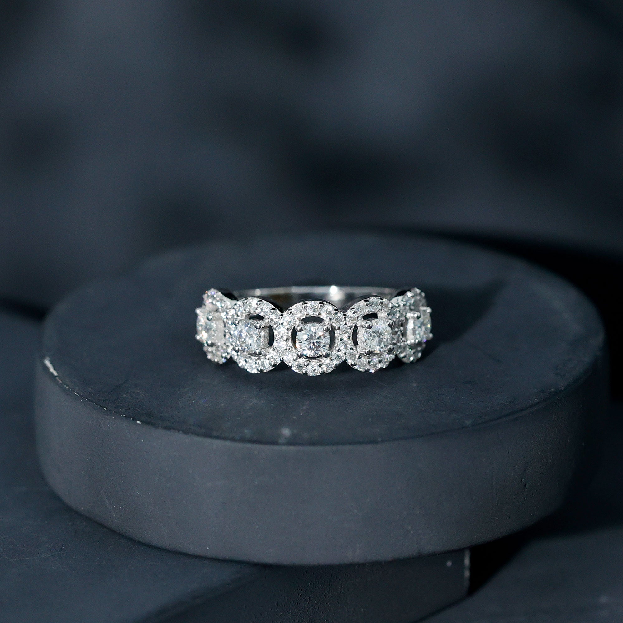1.25 CT Round Cut Moissanite Halo Classic Band Ring D-VS1 - Rosec Jewels