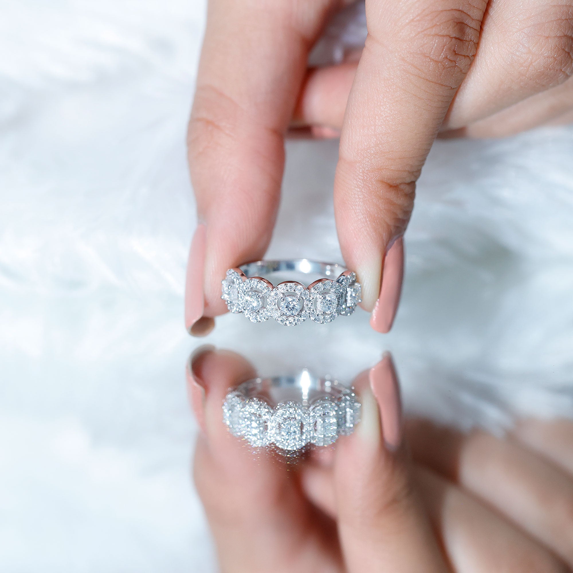 1.25 CT Round Cut Moissanite Halo Classic Band Ring D-VS1 - Rosec Jewels