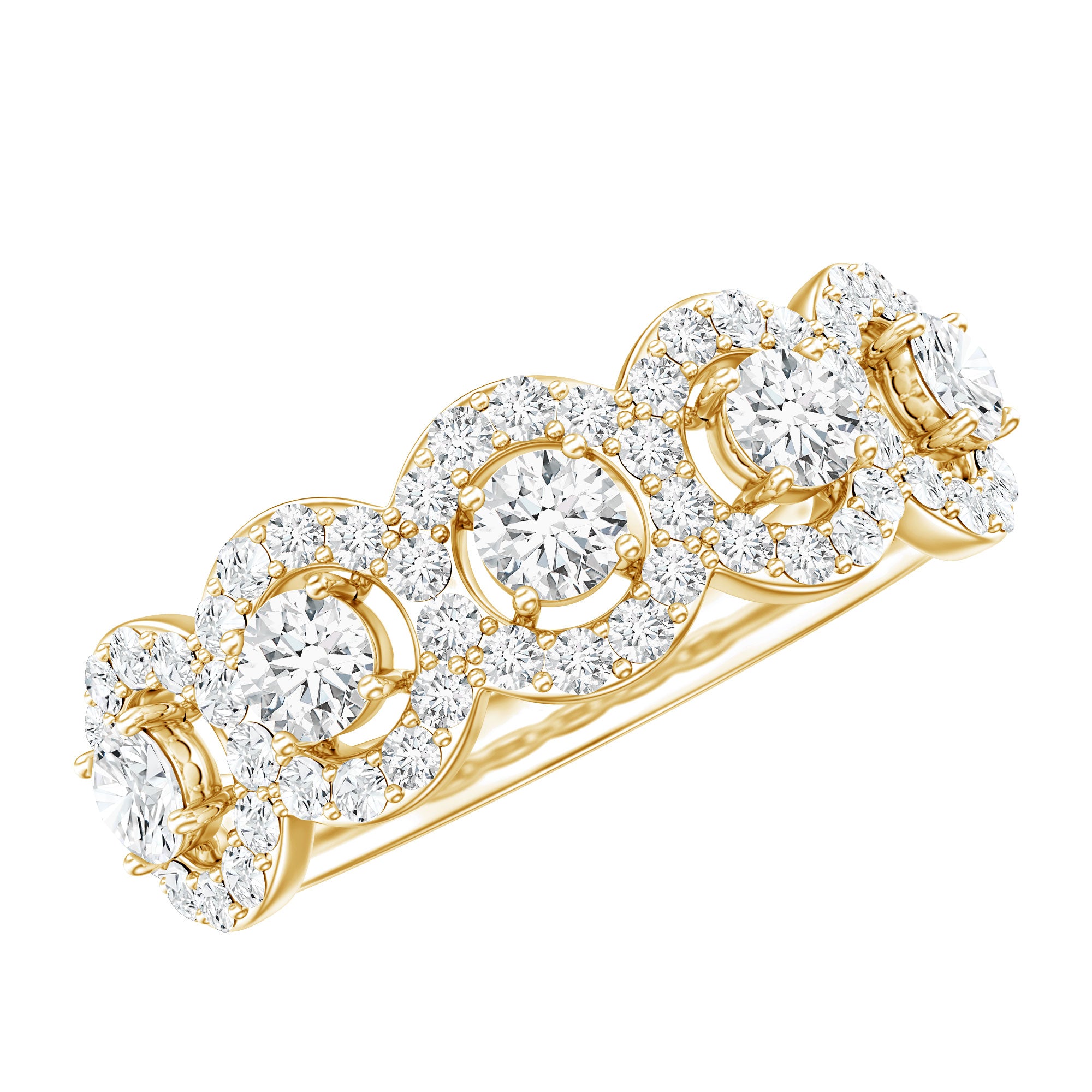 1.25 CT Round Cut Moissanite Halo Classic Band Ring D-VS1 - Rosec Jewels