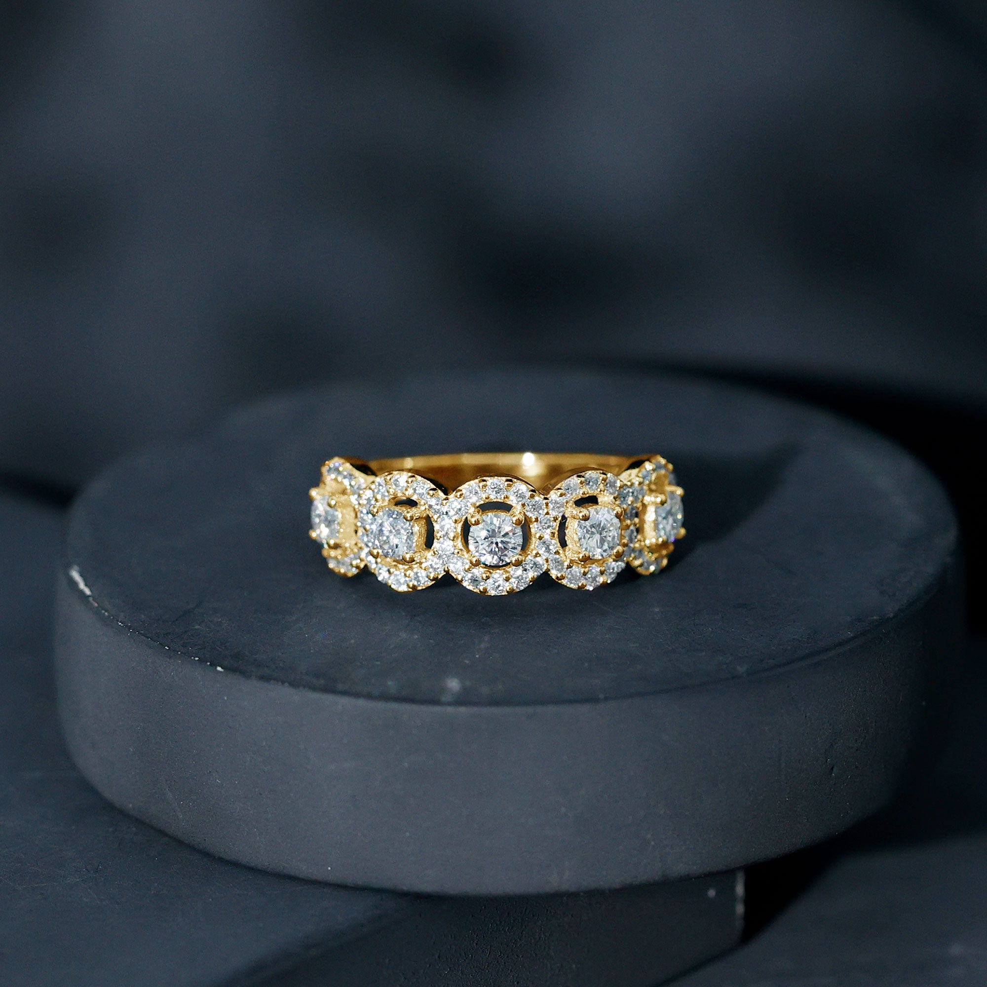 1.25 CT Round Cut Moissanite Halo Classic Band Ring D-VS1 - Rosec Jewels