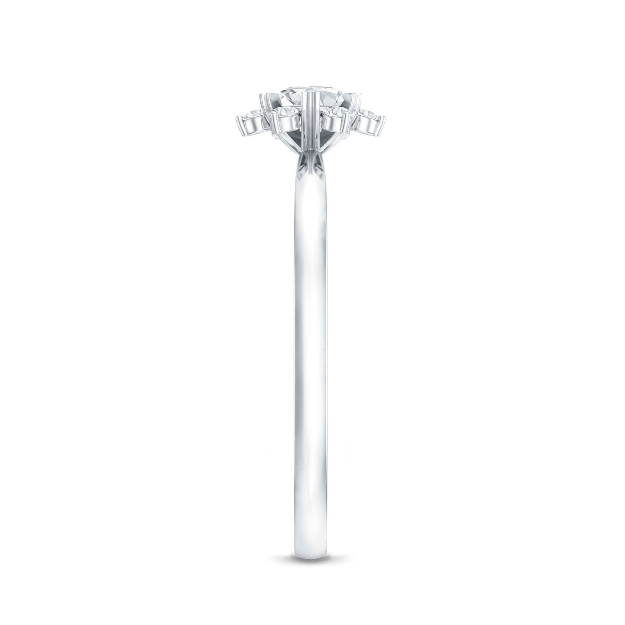Round Moissanite Flower Promise Ring for Her D-VS1 - Rosec Jewels