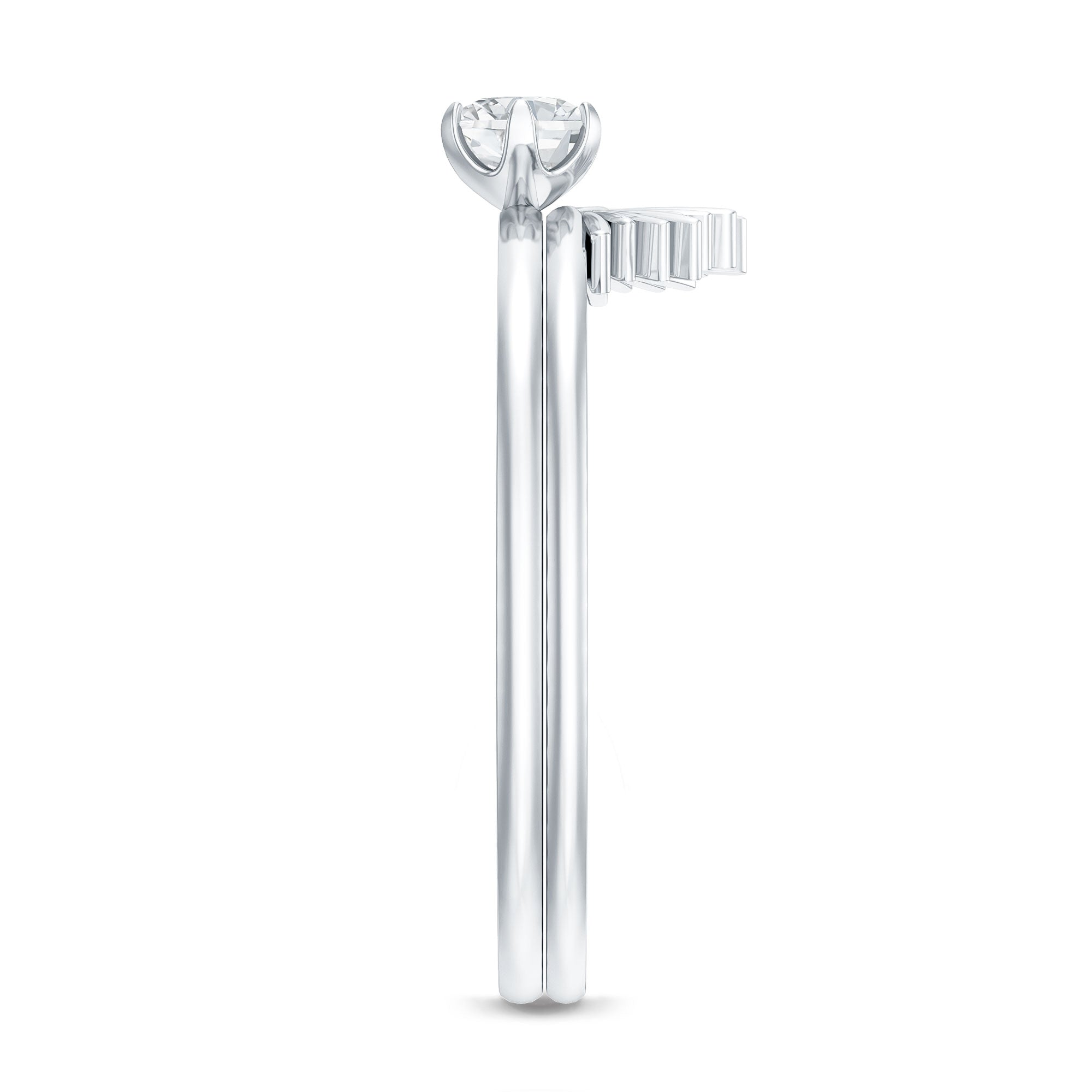 Certified Natural Diamond Promise Ring with Sunburst Enhancer Natural - ( HI-SI ) - Rosec Jewels