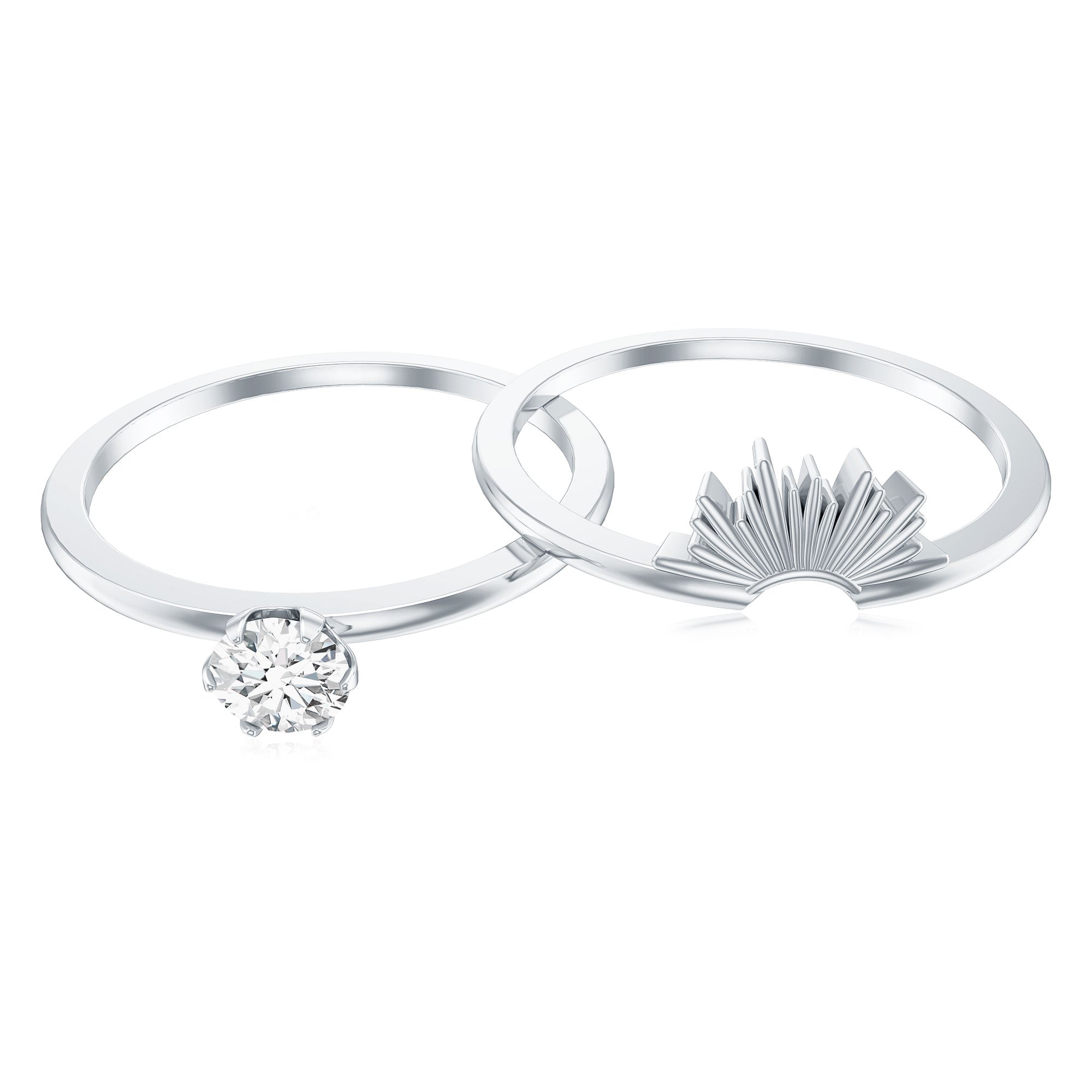 Certified Natural Diamond Promise Ring with Sunburst Enhancer Natural - ( HI-SI ) - Rosec Jewels