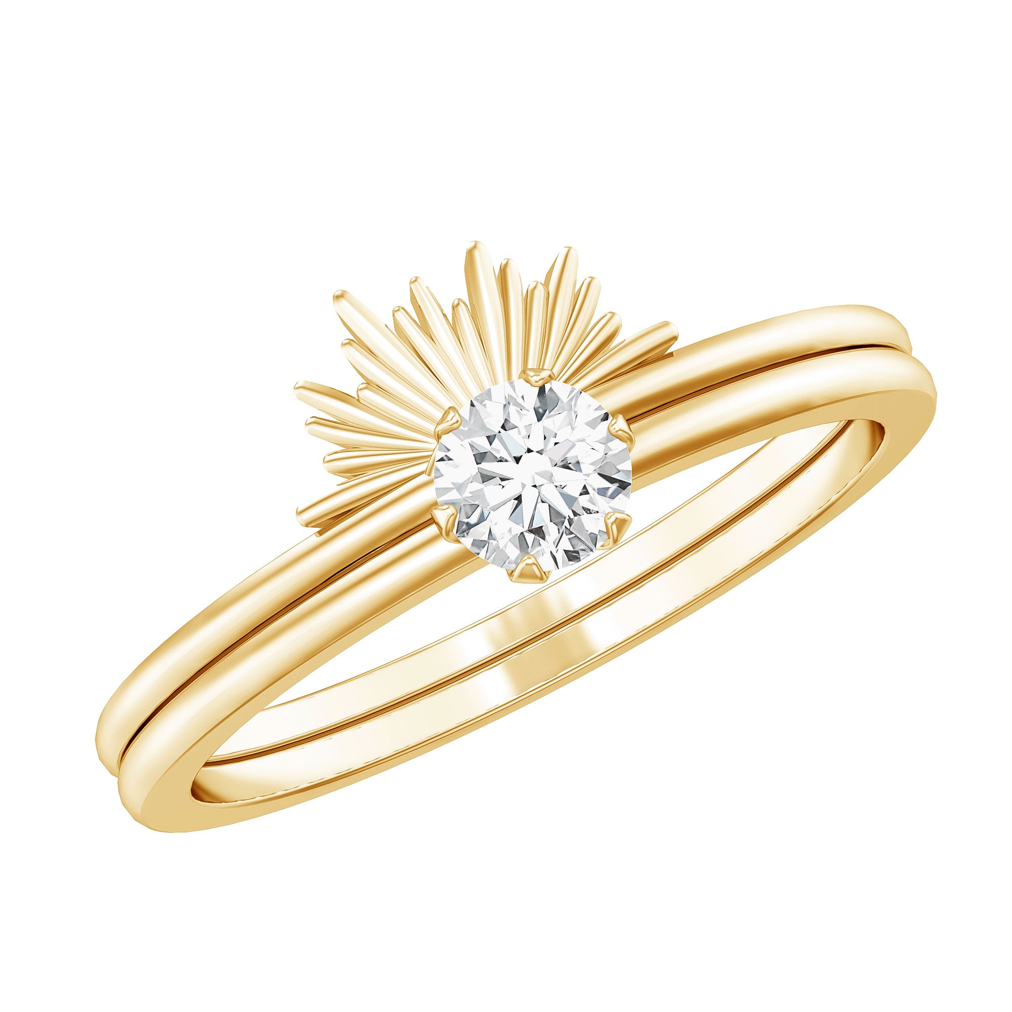 Certified Natural Diamond Promise Ring with Sunburst Enhancer Natural - ( HI-SI ) - Rosec Jewels
