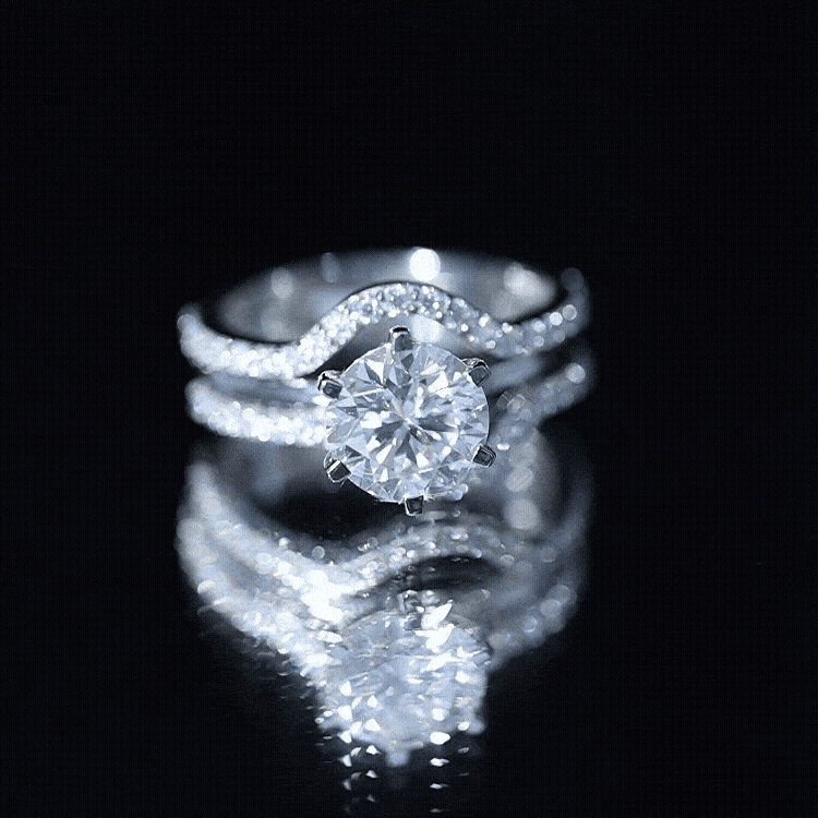 Certified 2 Carat Solitaire Moissanite Engagement Ring with 2 Enhancers D-VS1 - Rosec Jewels