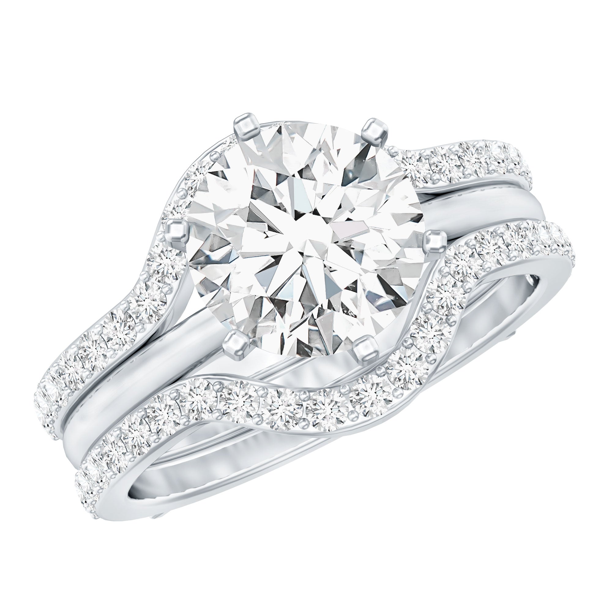 Certified 8 MM Solitaire Moissanite Engagement Ring with 2 Enhancers