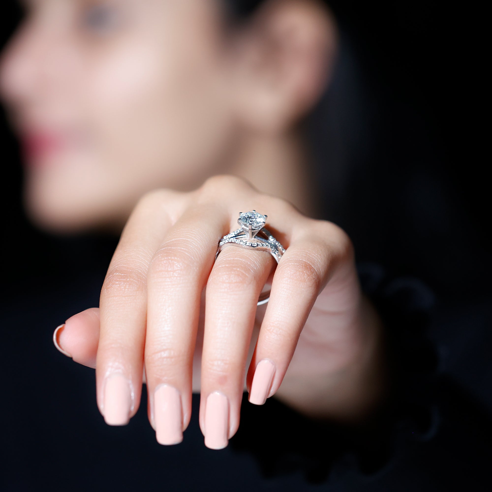 Certified 2 Carat Solitaire Moissanite Engagement Ring with 2 Enhancers D-VS1 - Rosec Jewels