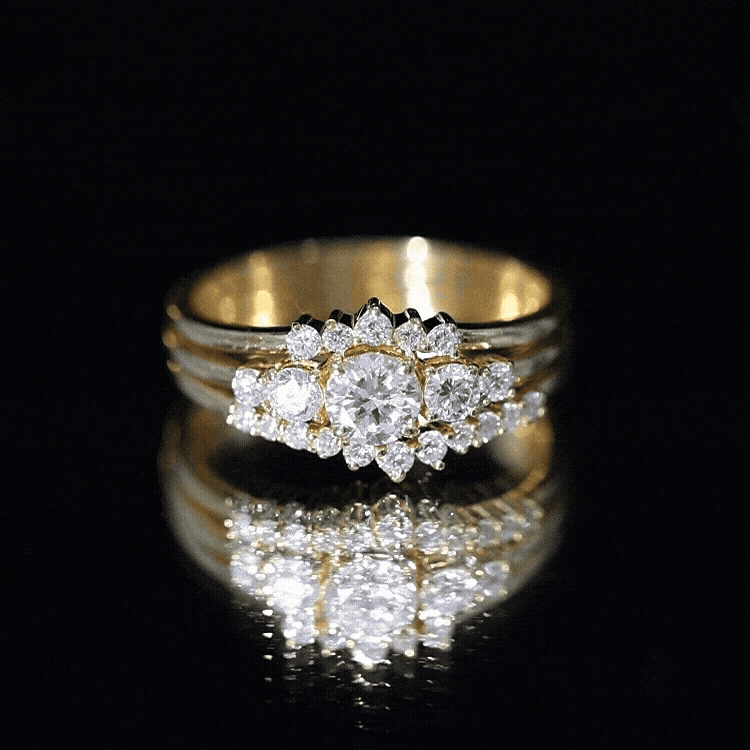 Certified Moissanite Trio Bridal Ring Set D-VS1 - Rosec Jewels