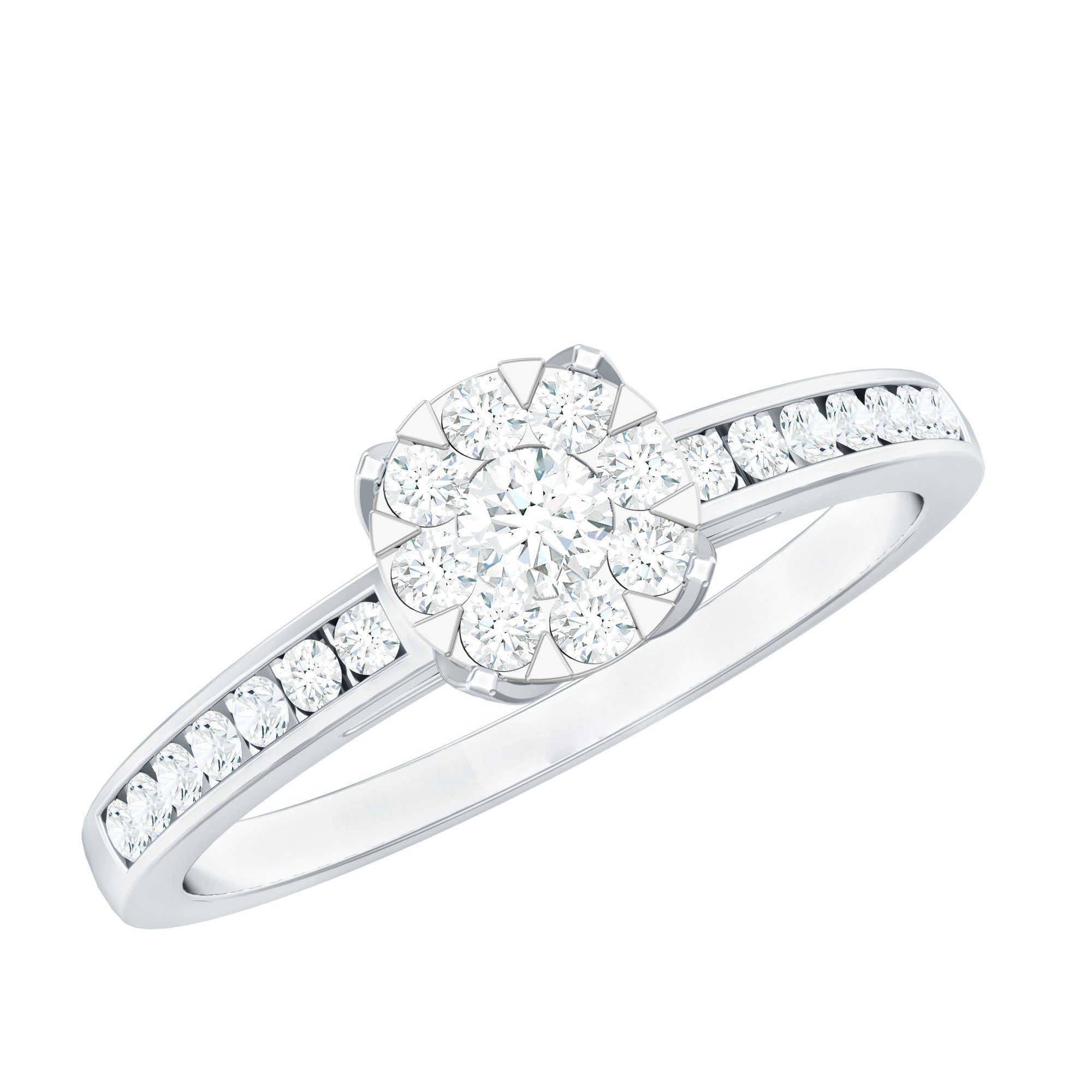 Illusion Set Diamond Engagement Ring