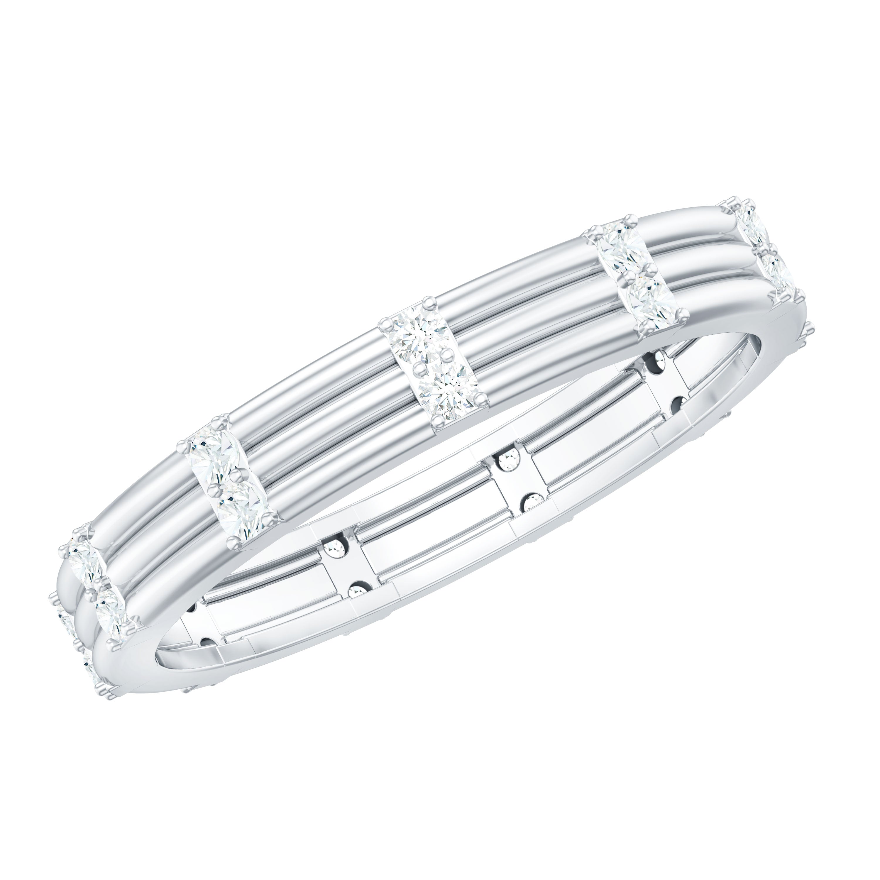 Rosec Jewels-Real Diamond Stackable Band Ring with Certificate