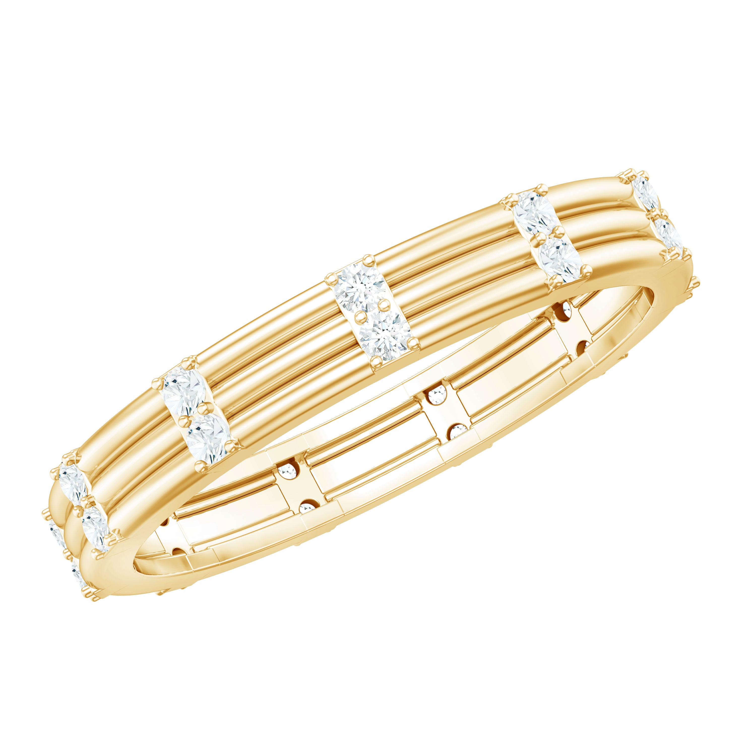 Real Diamond Stackable Band Ring with Certificate Natural - ( HI-SI ) - Rosec Jewels