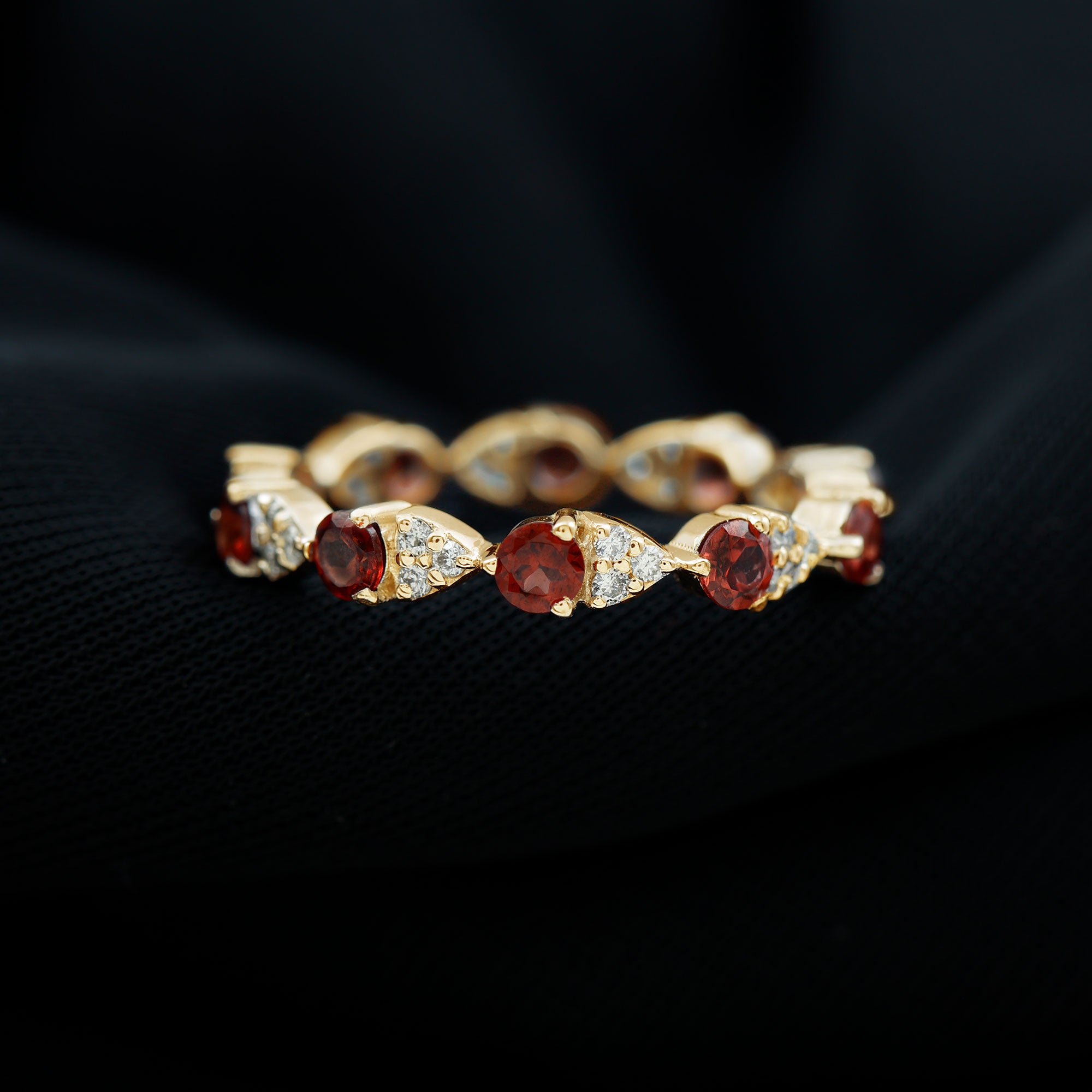 Rosec Jewels-Natural Garnet Diamond Eternity Ring for Anniversary