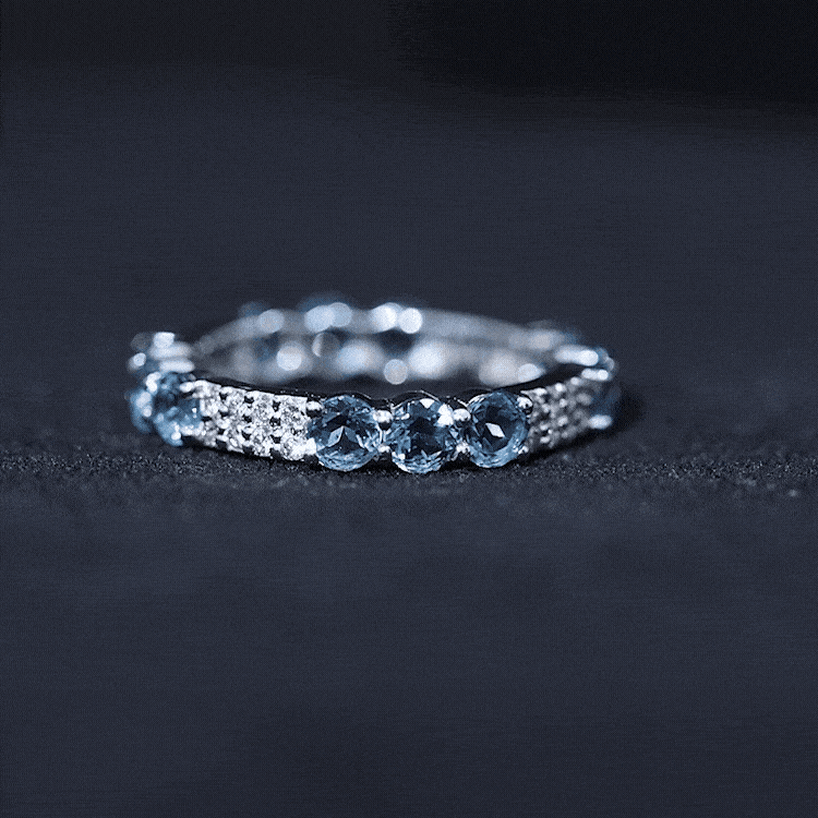 London Blue Topaz and Diamond Designer Full Eternity Band AAA - Rosec Jewels