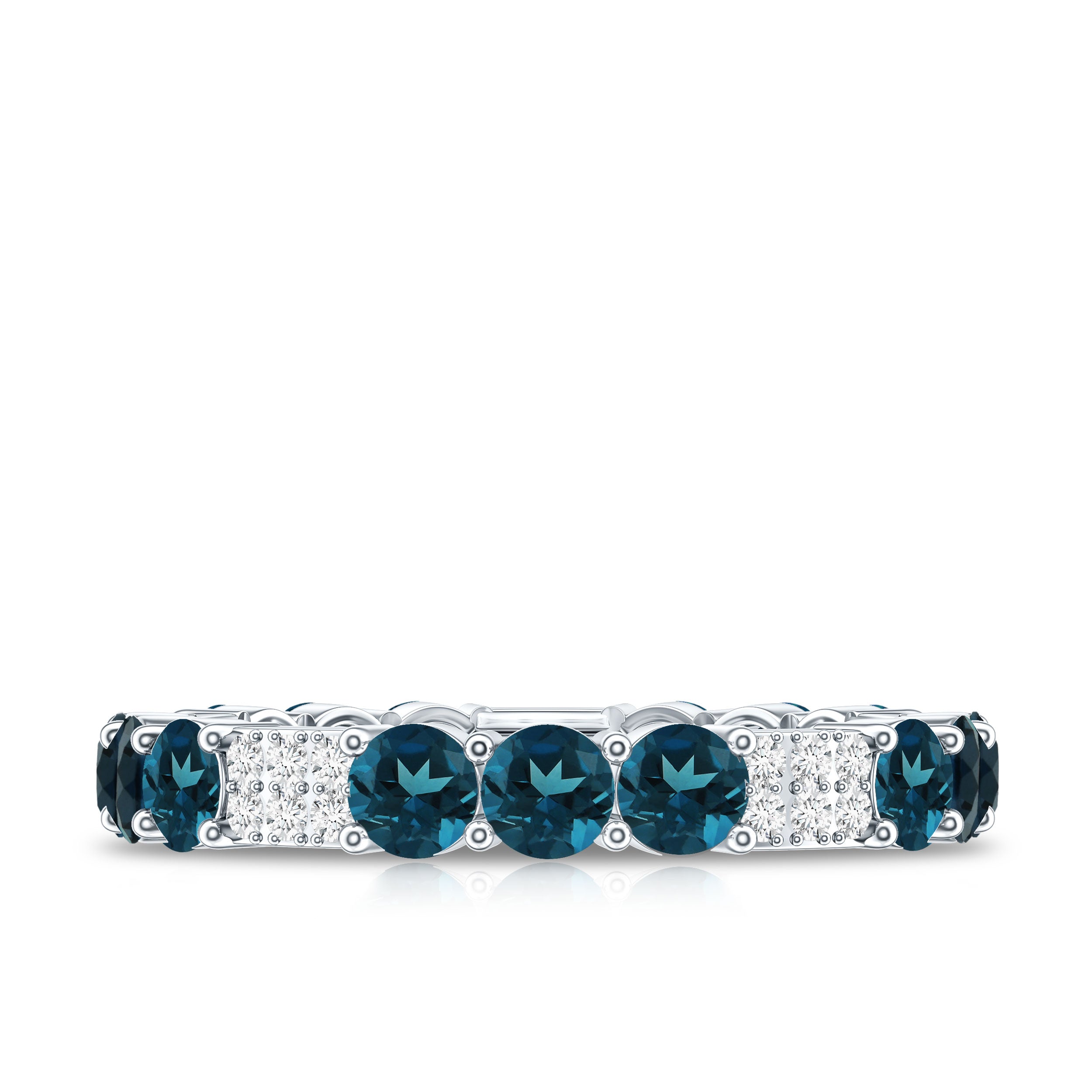 London Blue Topaz and Diamond Designer Full Eternity Band AAA - Rosec Jewels
