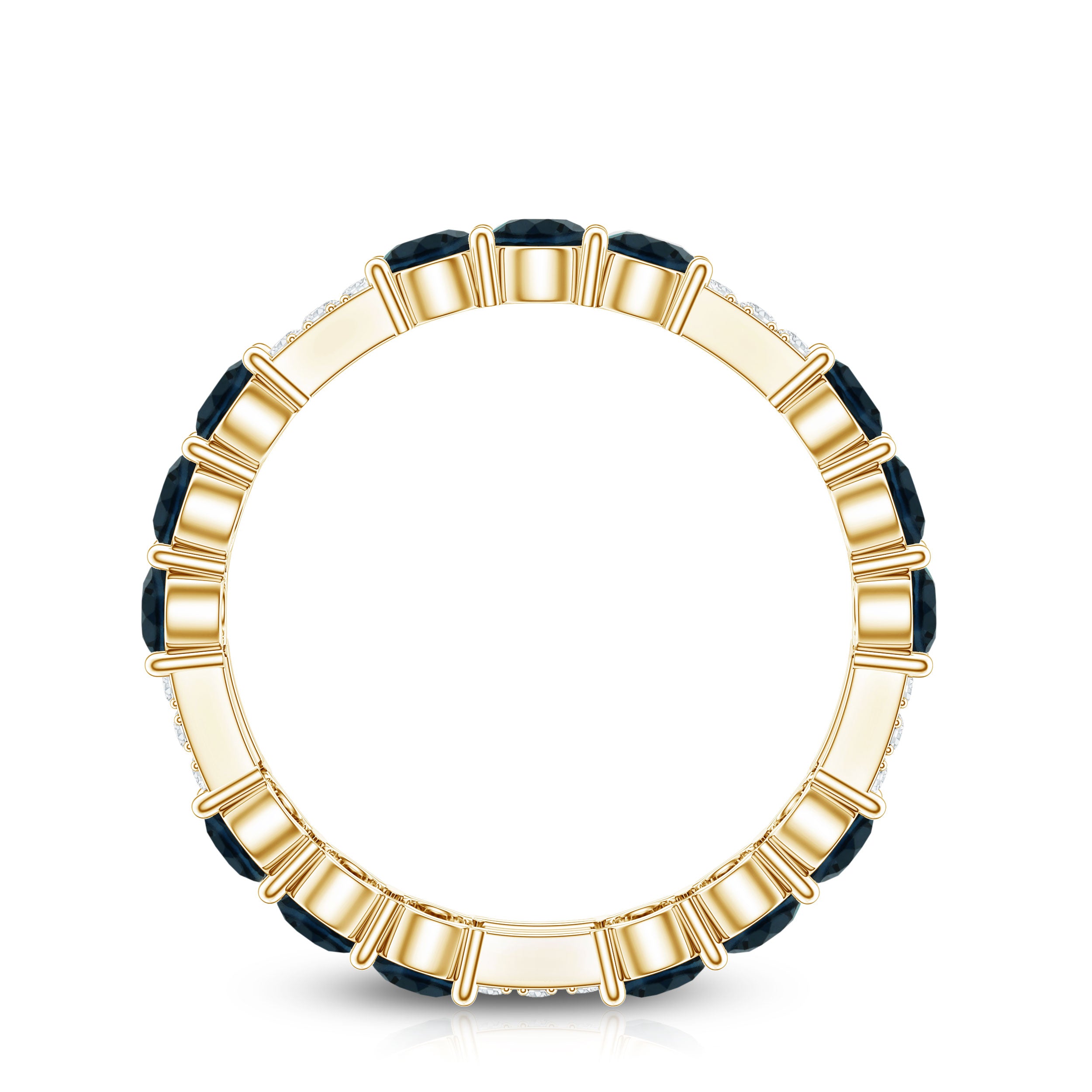 London Blue Topaz and Diamond Designer Full Eternity Band AAA - Rosec Jewels