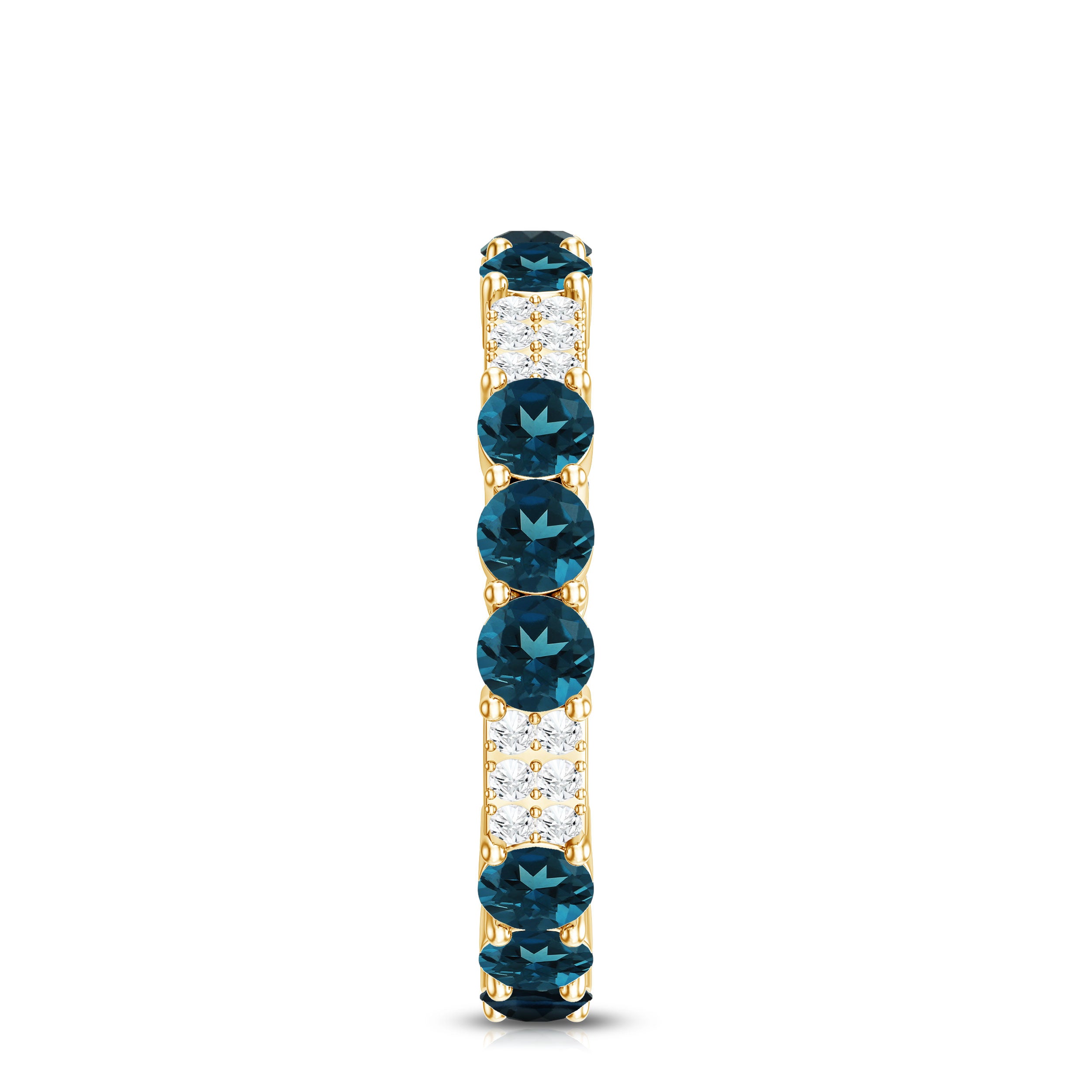 London Blue Topaz and Diamond Designer Full Eternity Band AAA - Rosec Jewels