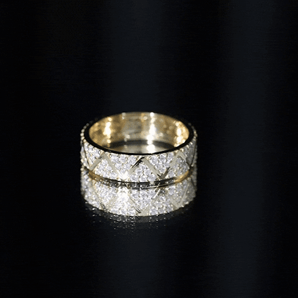 Certified Moissanite Wide Eternity Band Ring D-VS1 - Rosec Jewels