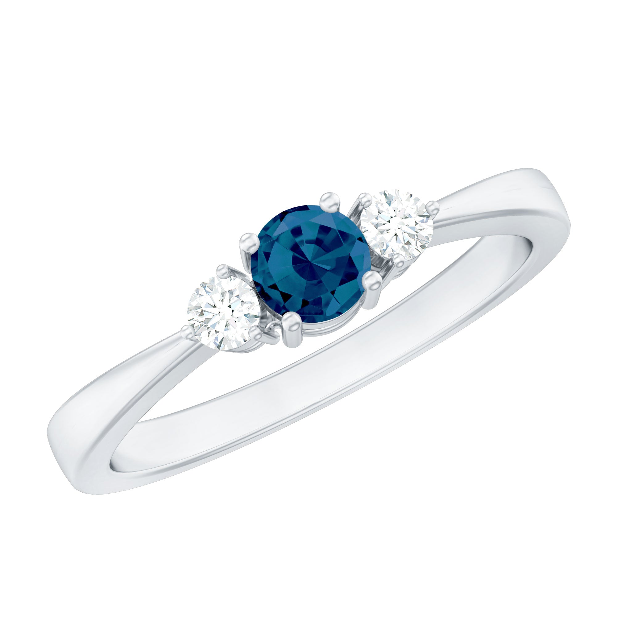 5mm London Blue Topaz Proposal Ring with Diamond
