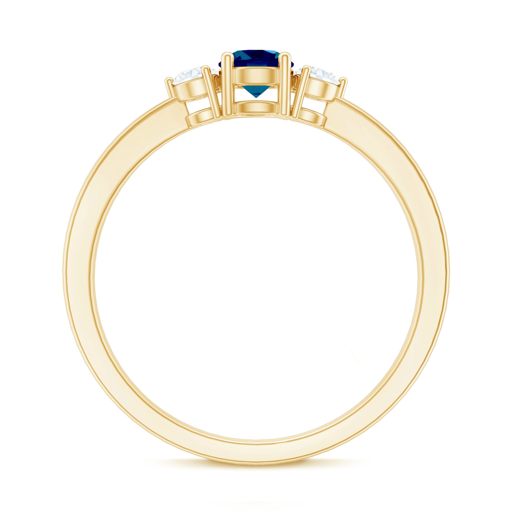 5mm London Blue Topaz Proposal Ring with Diamond AAA - Rosec Jewels