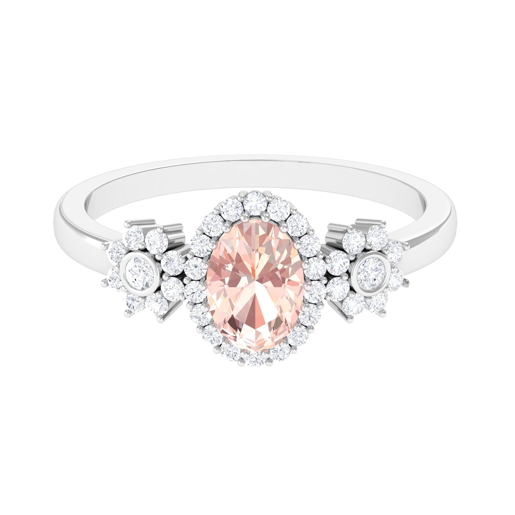 Oval Morganite Designer Engagement Ring with Diamond