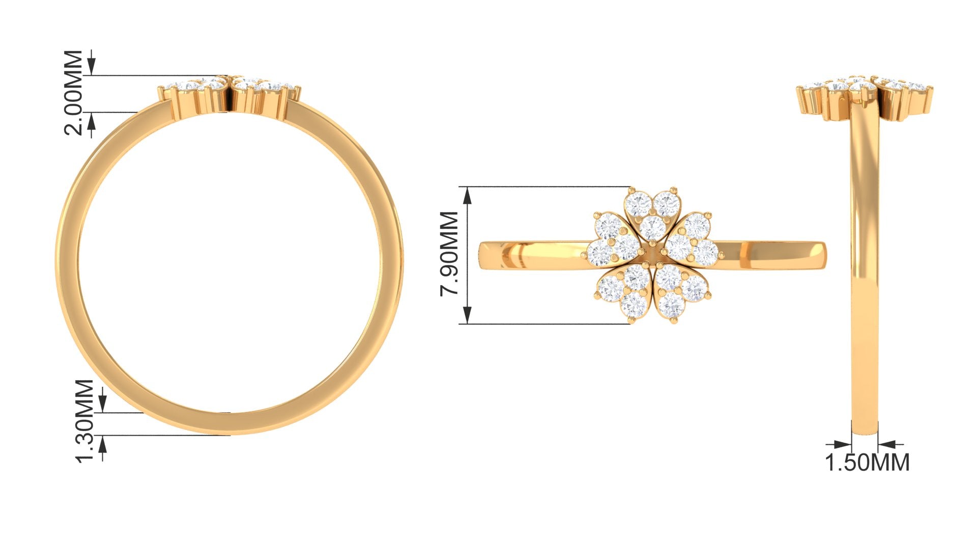 Rosec Jewels-Natural Diamond Flower Promise Ring