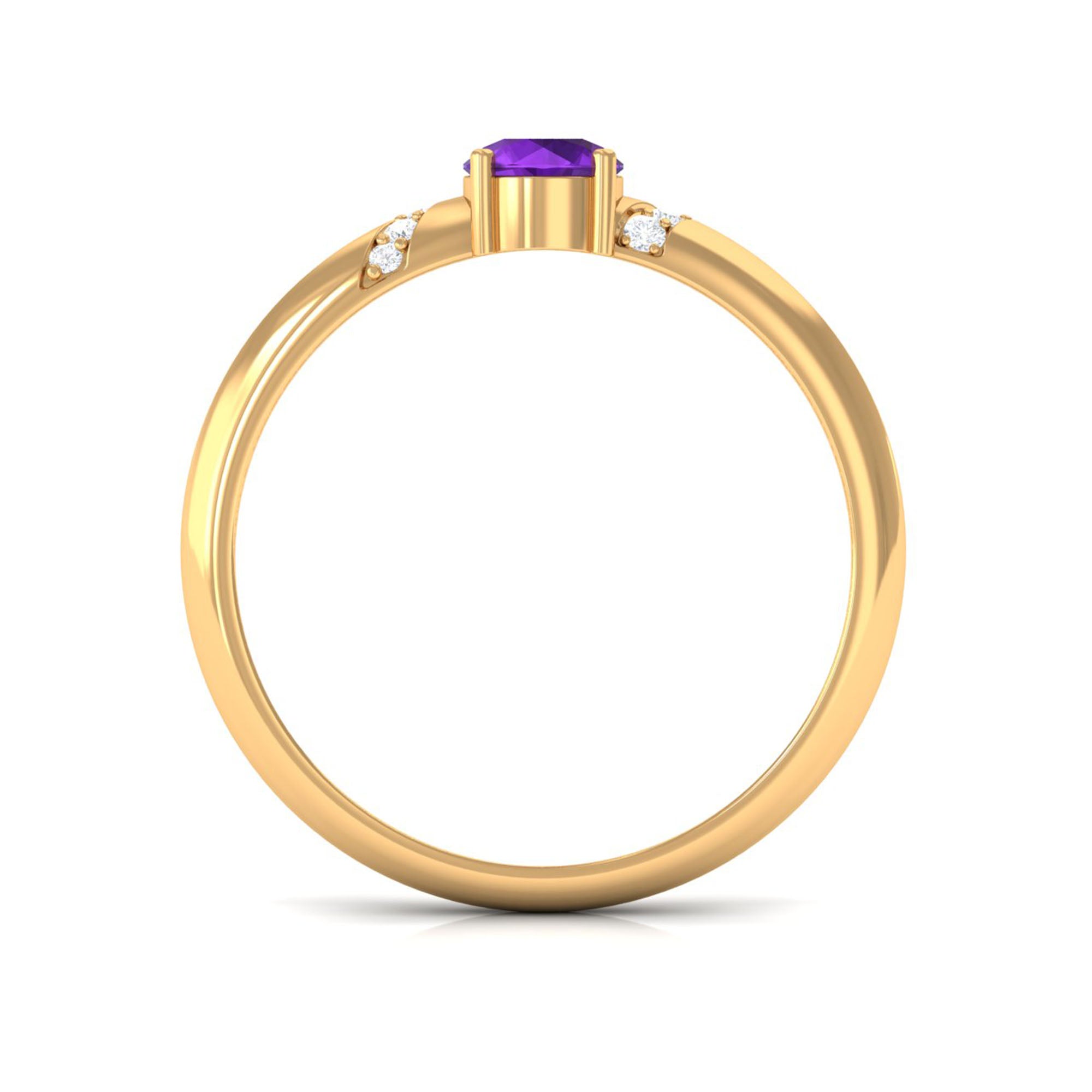 Rosec Jewels-Natural Amethyst Promise Ring with Diamond for Women