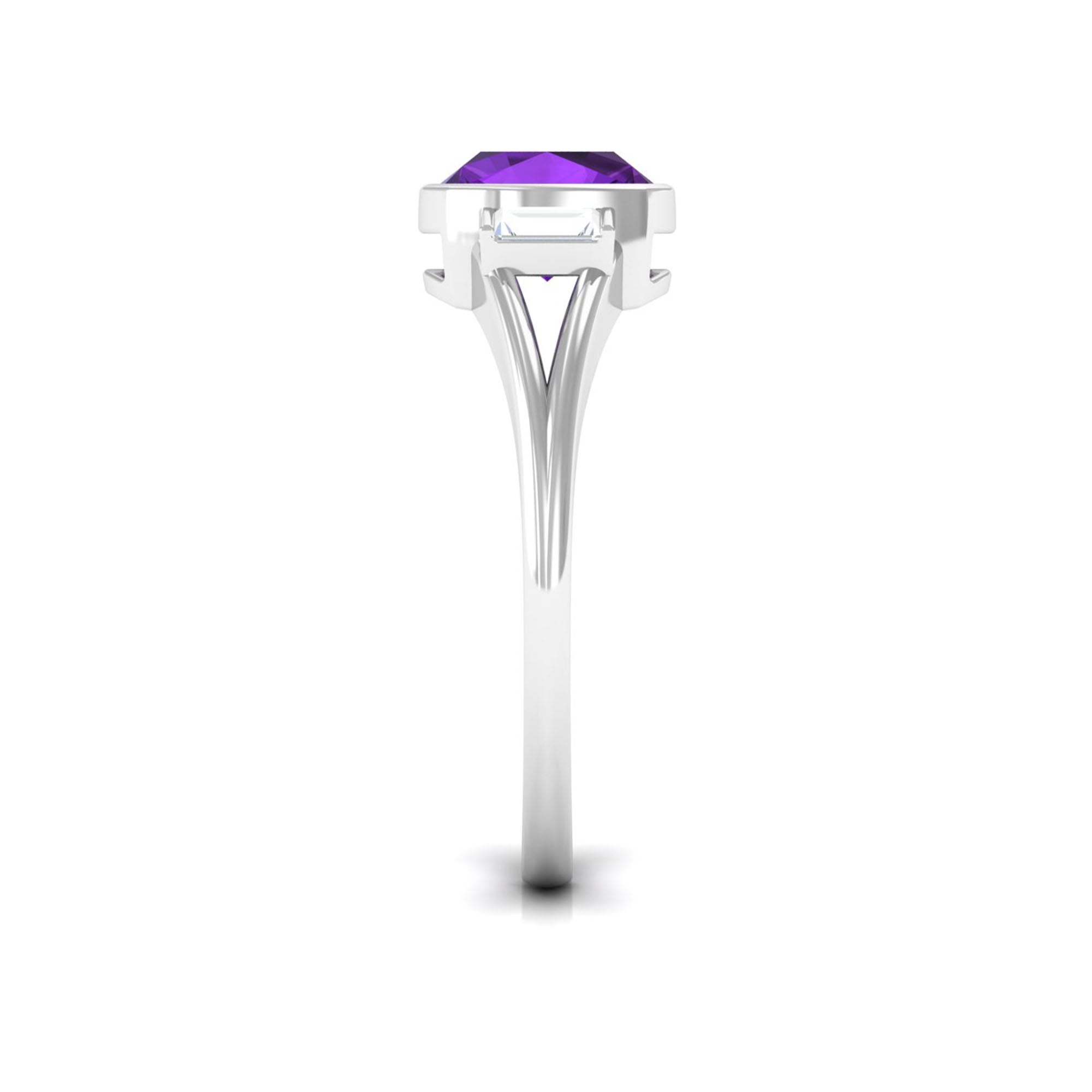Genuine 2 Carat Amethyst Cushion Cut Engagement Ring with Diamond AAA - Rosec Jewels