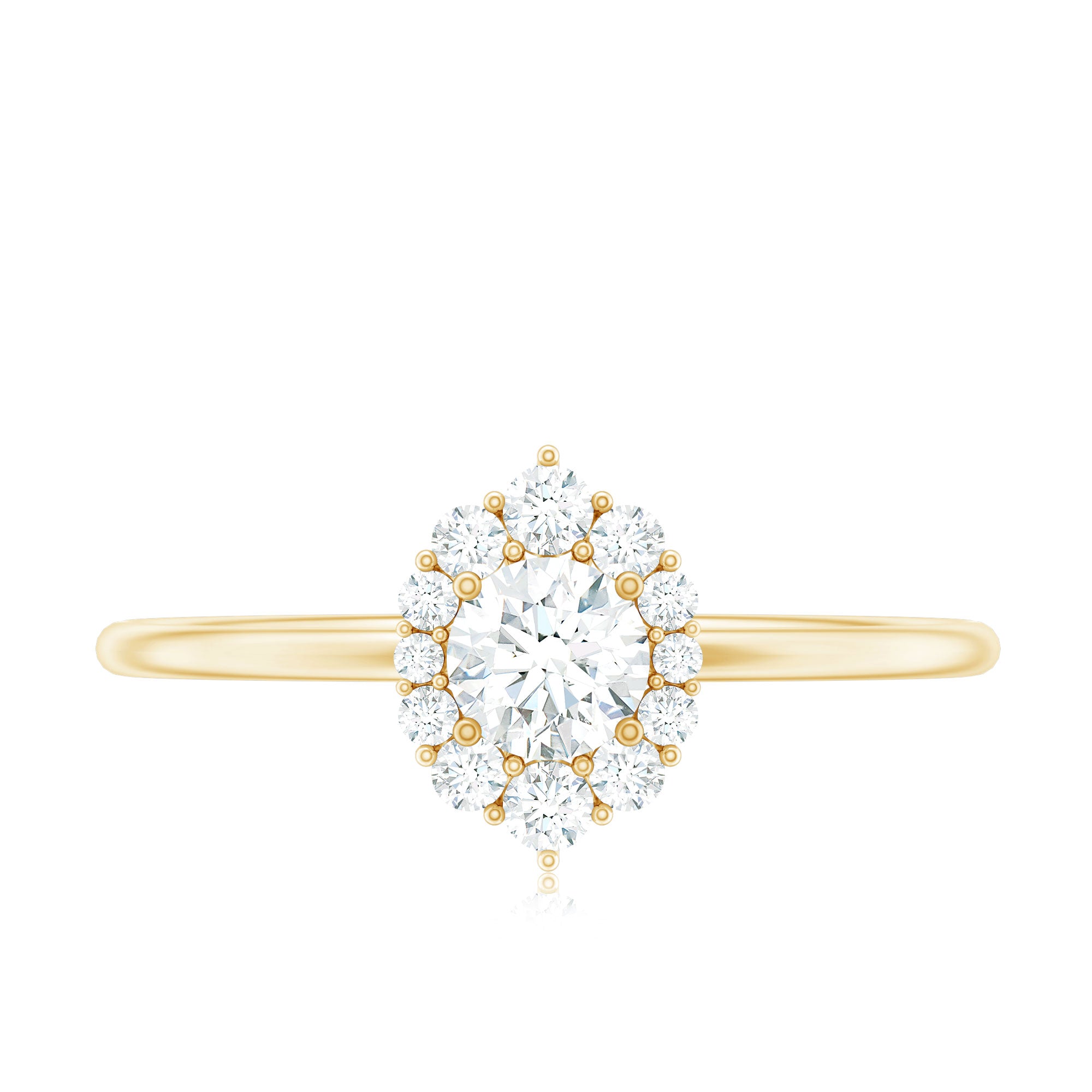 Minimal Real Diamond Engagement Ring with Halo Natural - ( HI-SI ) - Rosec Jewels