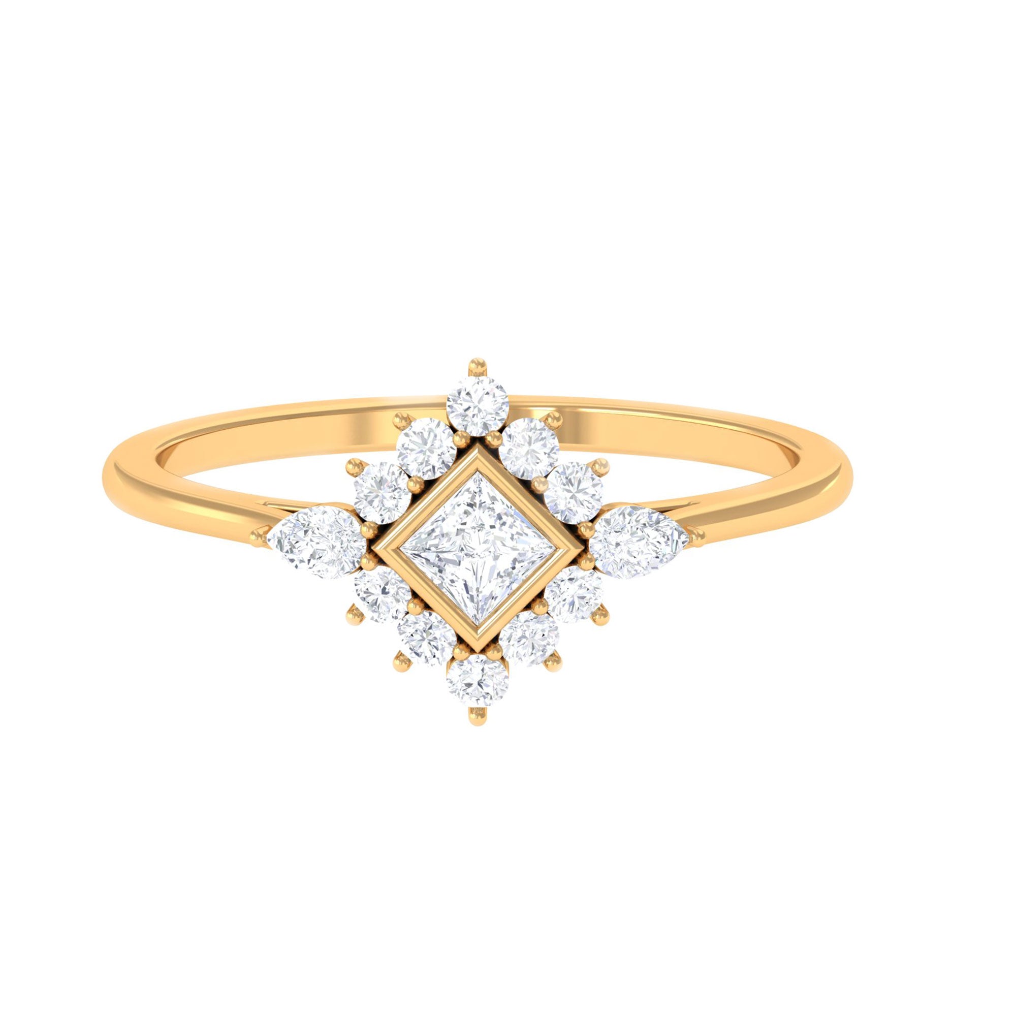 Designer Diamond Engagement Ring with Halo Natural - ( HI-SI ) - Rosec Jewels