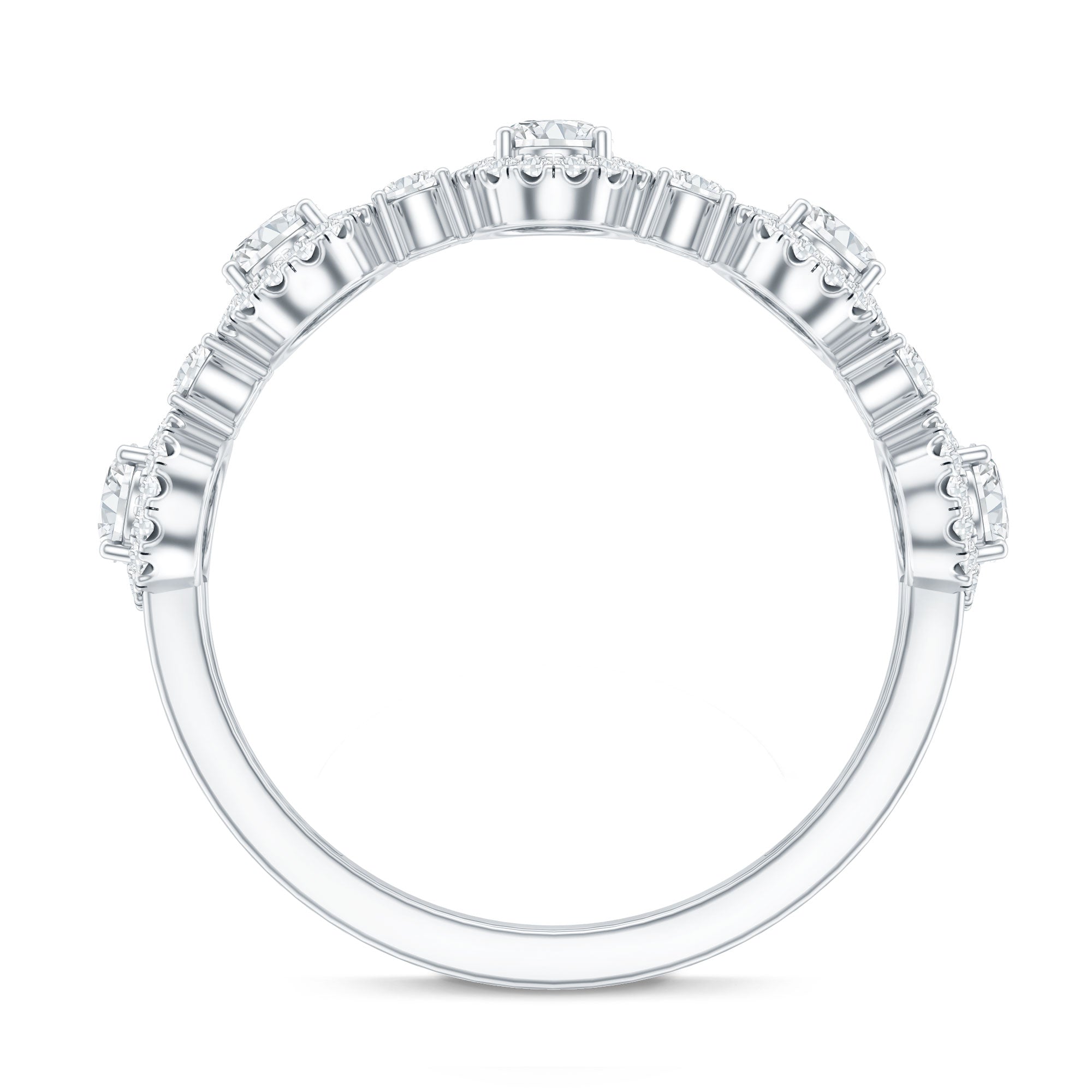 Designer Lab Grown Diamond Half Eternity Wedding Band Ring Lab - ( EF-VS ) - Rosec Jewels