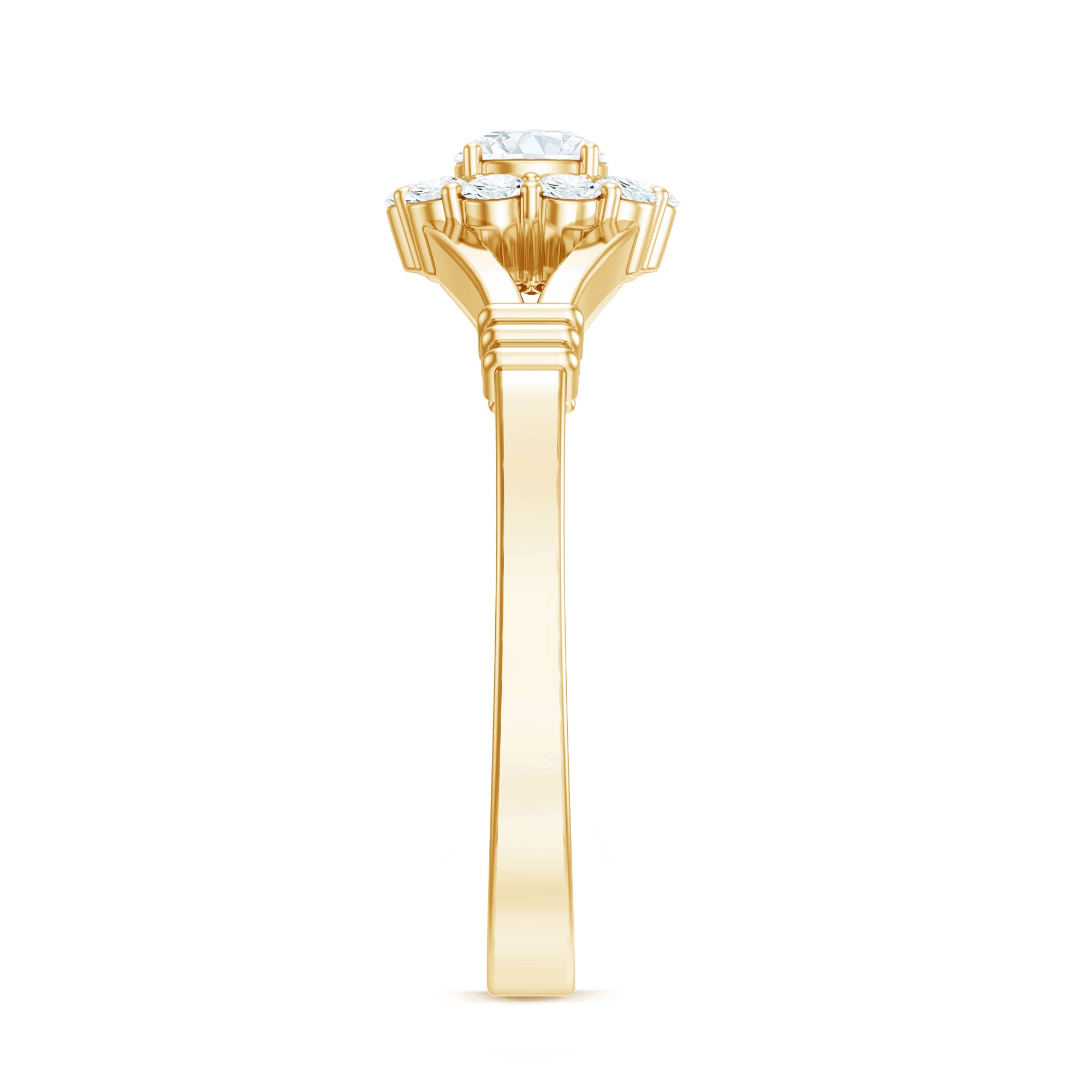 Natural Diamond Halo Engagement Ring with Split Shank Natural - ( HI-SI ) - Rosec Jewels