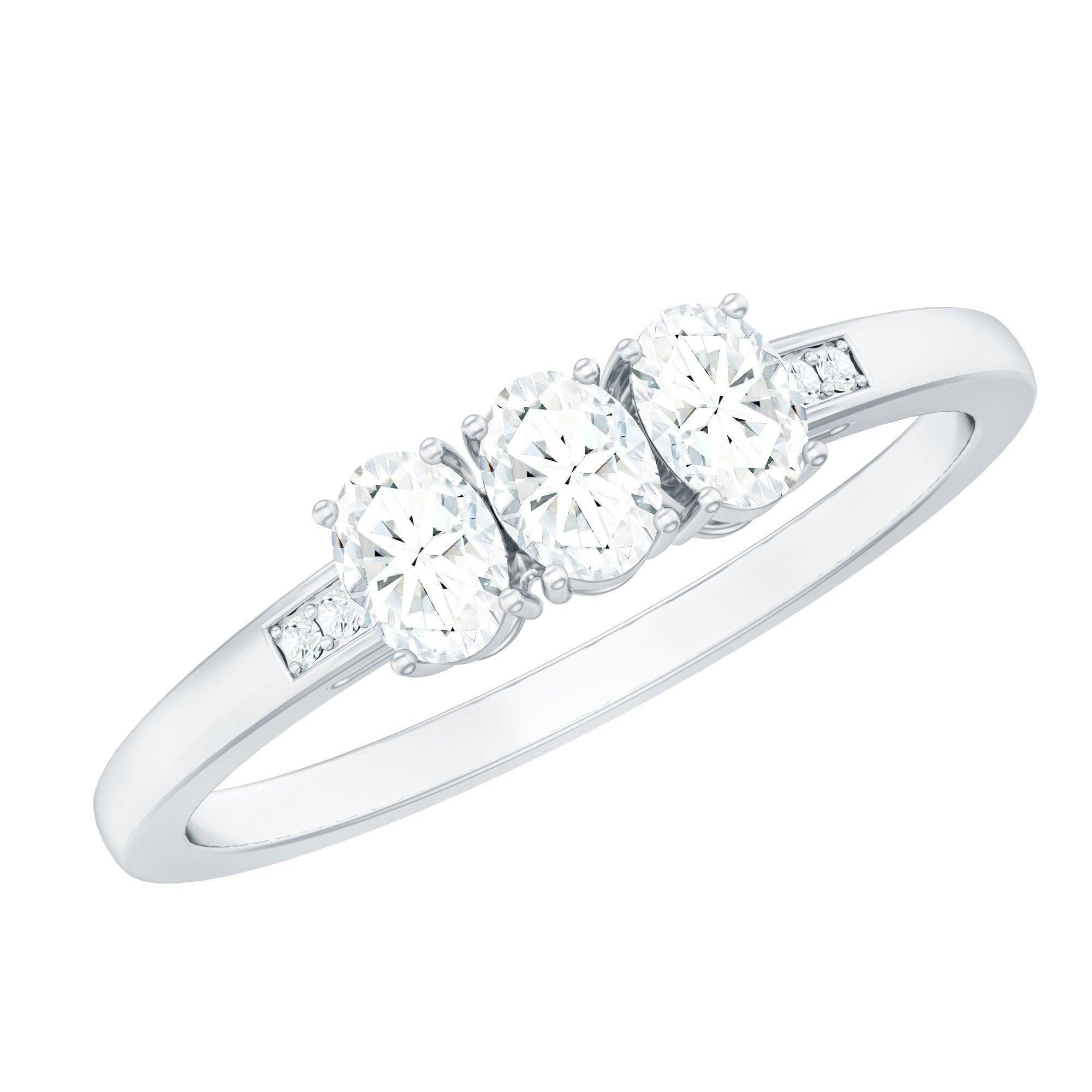 Natural Oval Diamond 3 Stone Engagement Ring