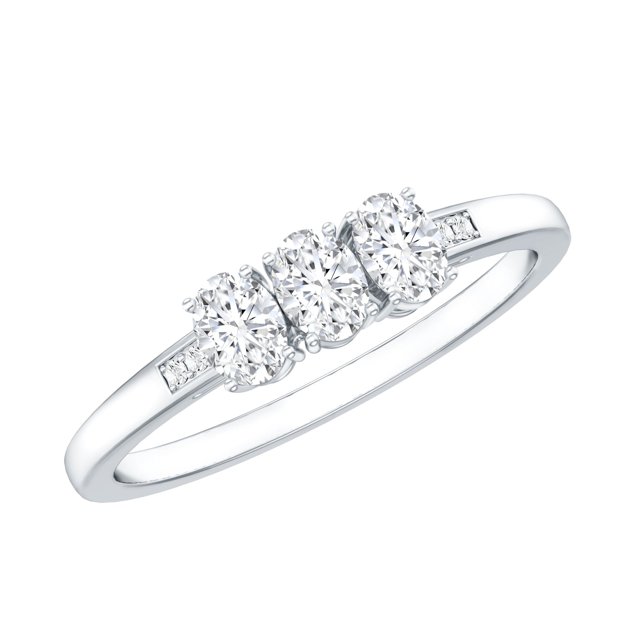 Lab Grown Oval Diamond 3 Stone Engagement Ring