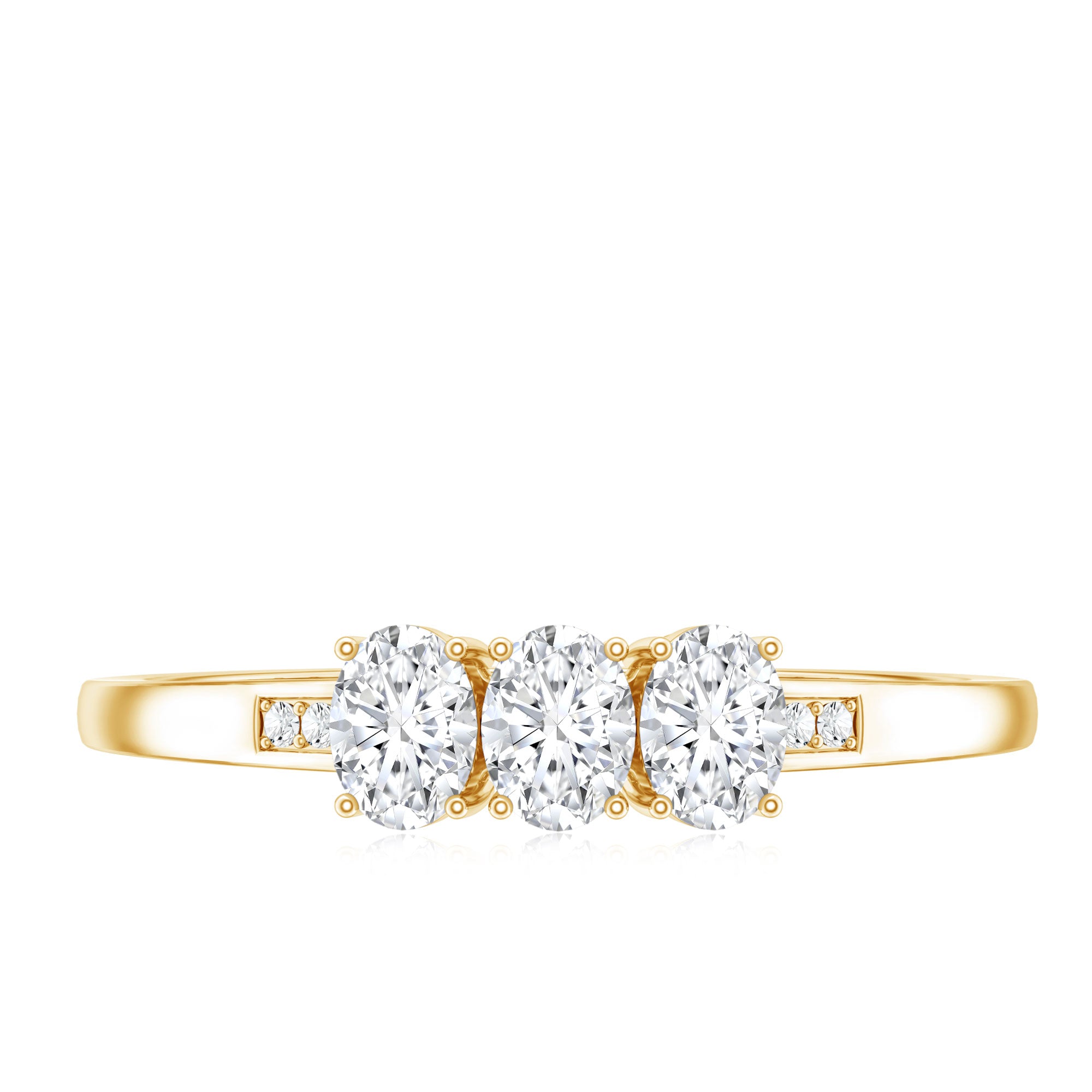 Lab Grown Oval Diamond 3 Stone Engagement Ring Lab - ( EF-VS ) - Rosec Jewels