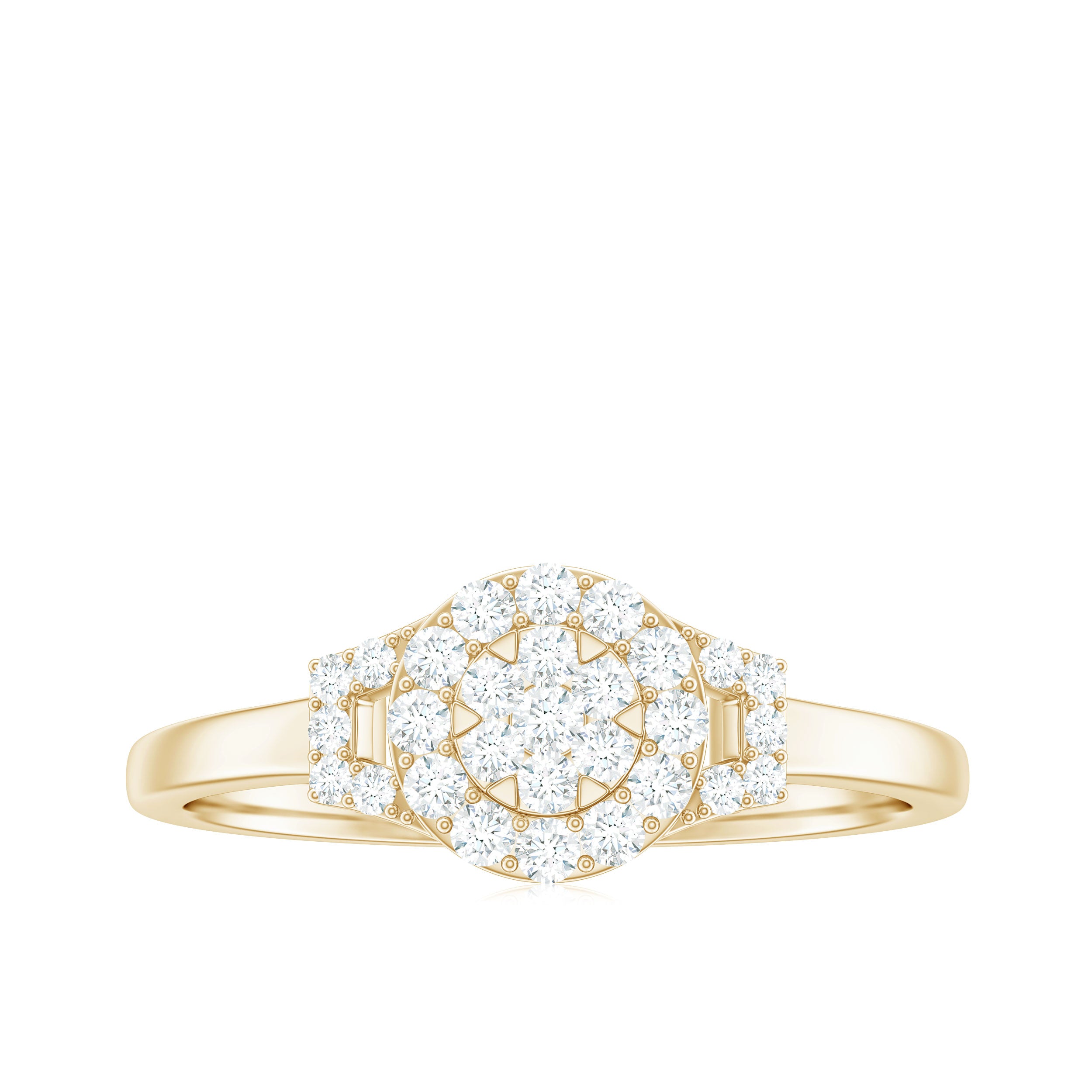 Real Diamond Engagement Ring with Halo Natural - ( HI-SI ) - Rosec Jewels