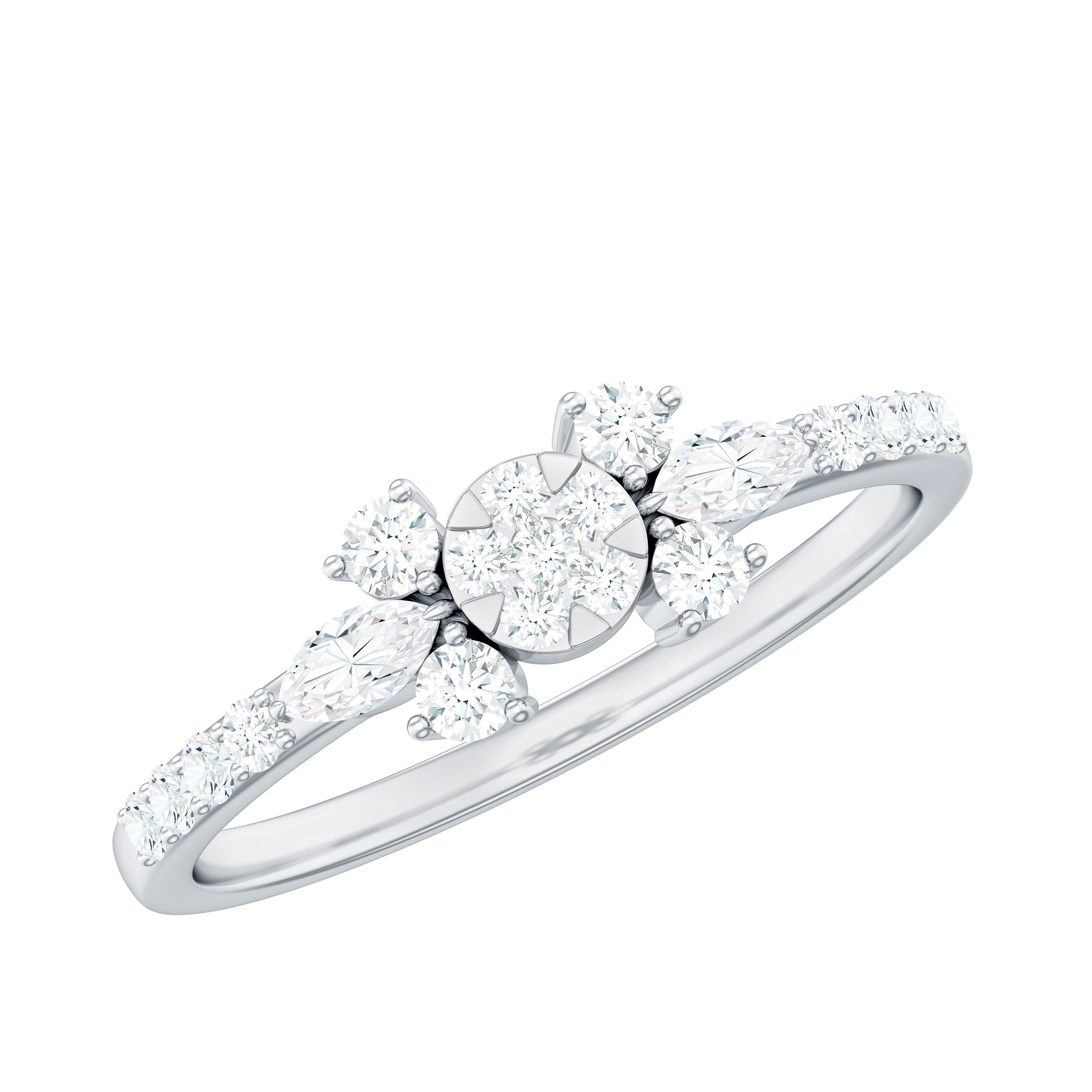 Certified Real Diamond Promise Ring Natural - ( HI-SI ) - Rosec Jewels