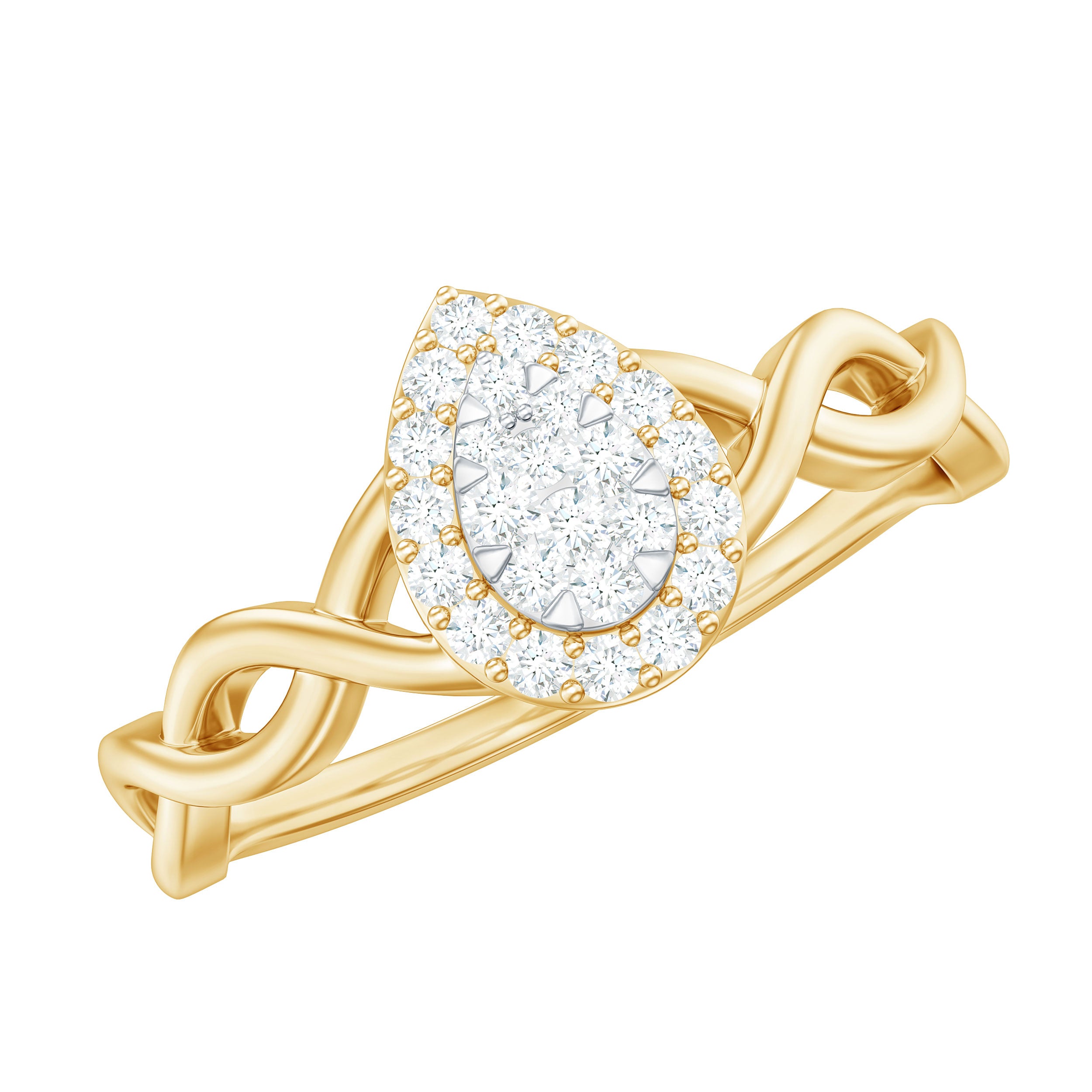 Illusion Set Round Diamond Crossover Engagement Ring Natural - ( HI-SI ) - Rosec Jewels