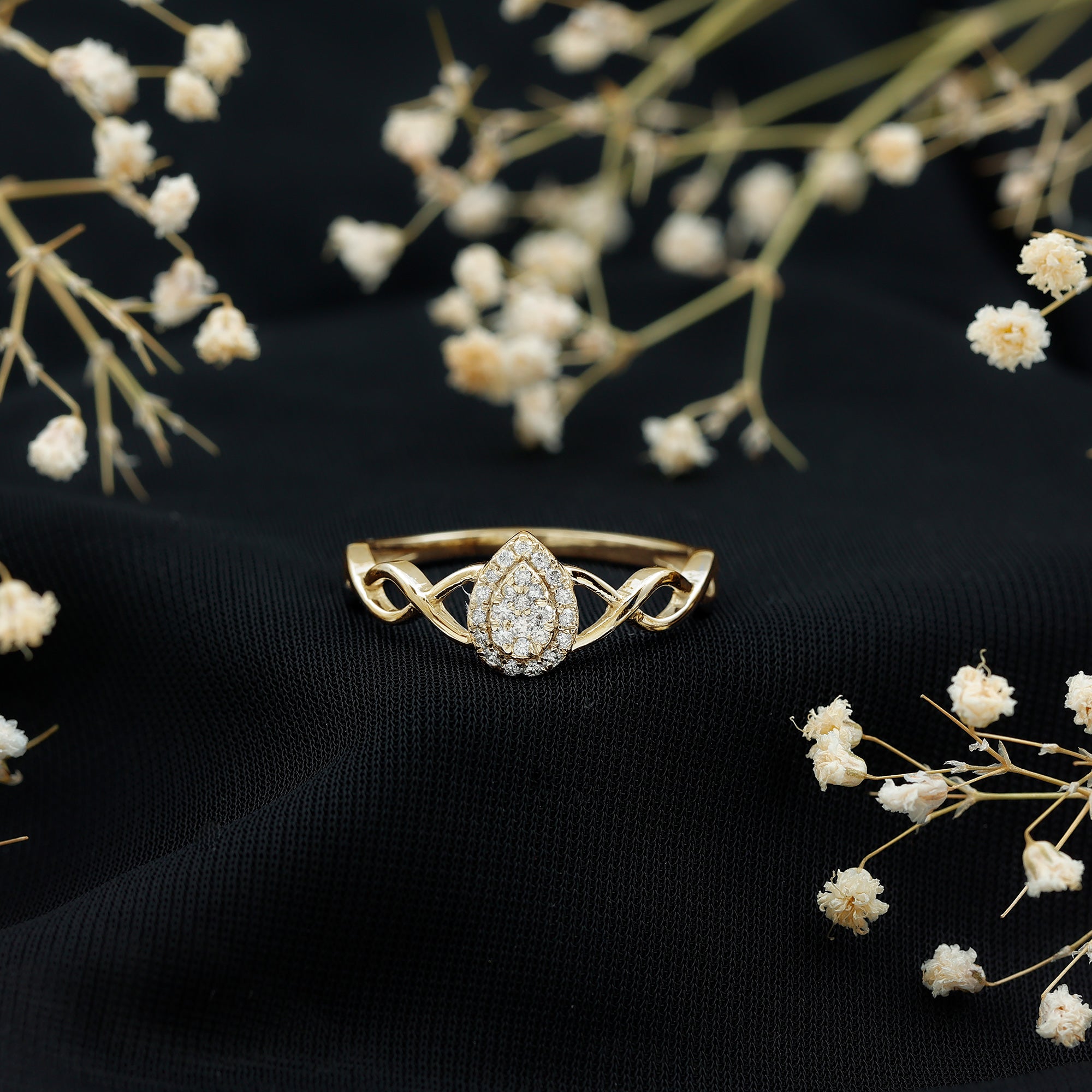 Illusion Set Round Diamond Crossover Engagement Ring Natural - ( HI-SI ) - Rosec Jewels