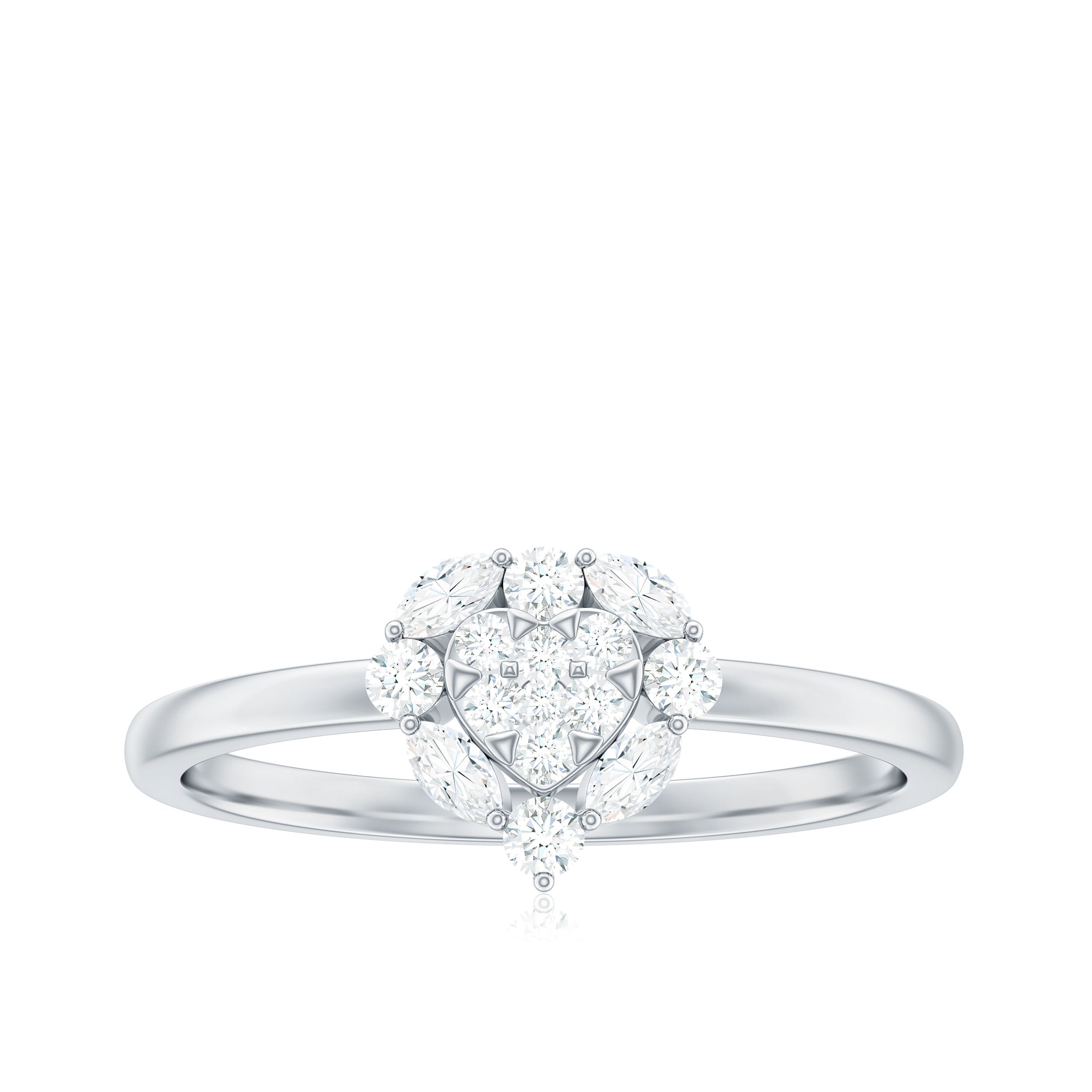 Minimal Diamond Heart Promise Ring for Valentines Day Natural - ( HI-SI ) - Rosec Jewels