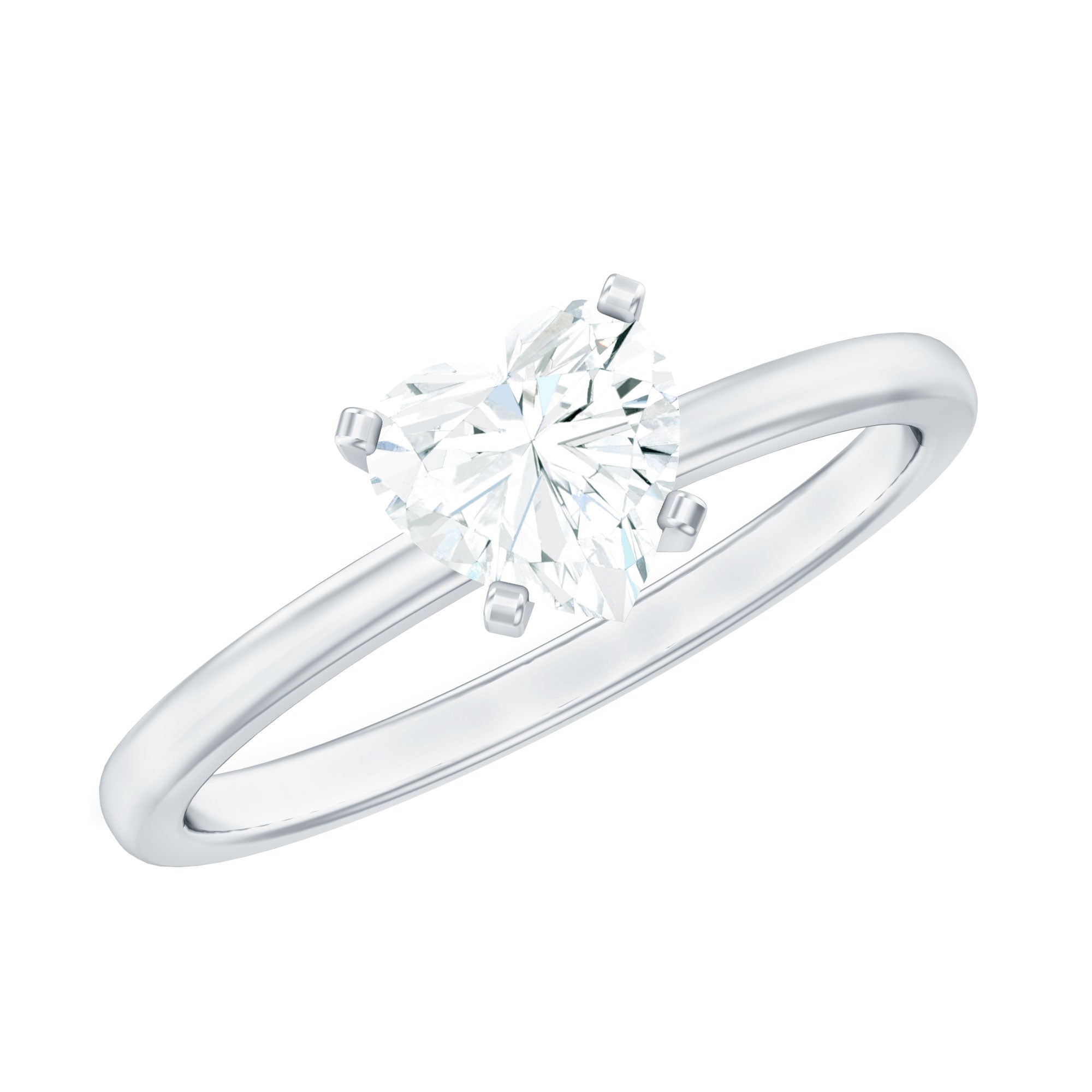 1 CT Heart Shape Certified Moissanite Engagement Ring D-VS1 - Rosec Jewels