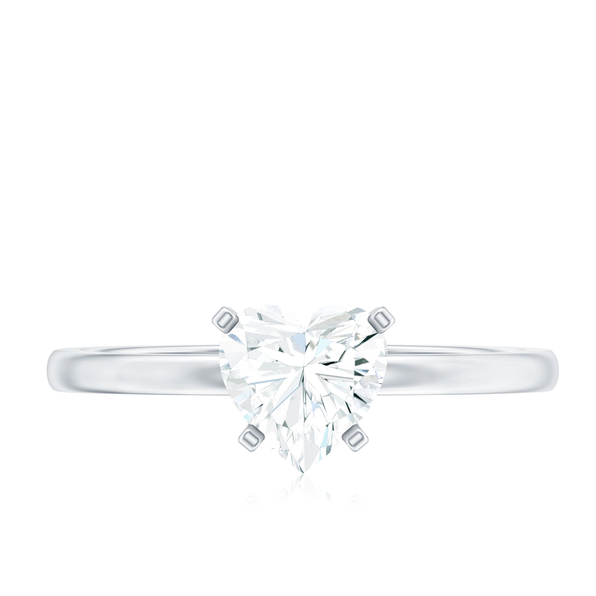 1 CT Heart Shape Certified Moissanite Engagement Ring D-VS1 - Rosec Jewels