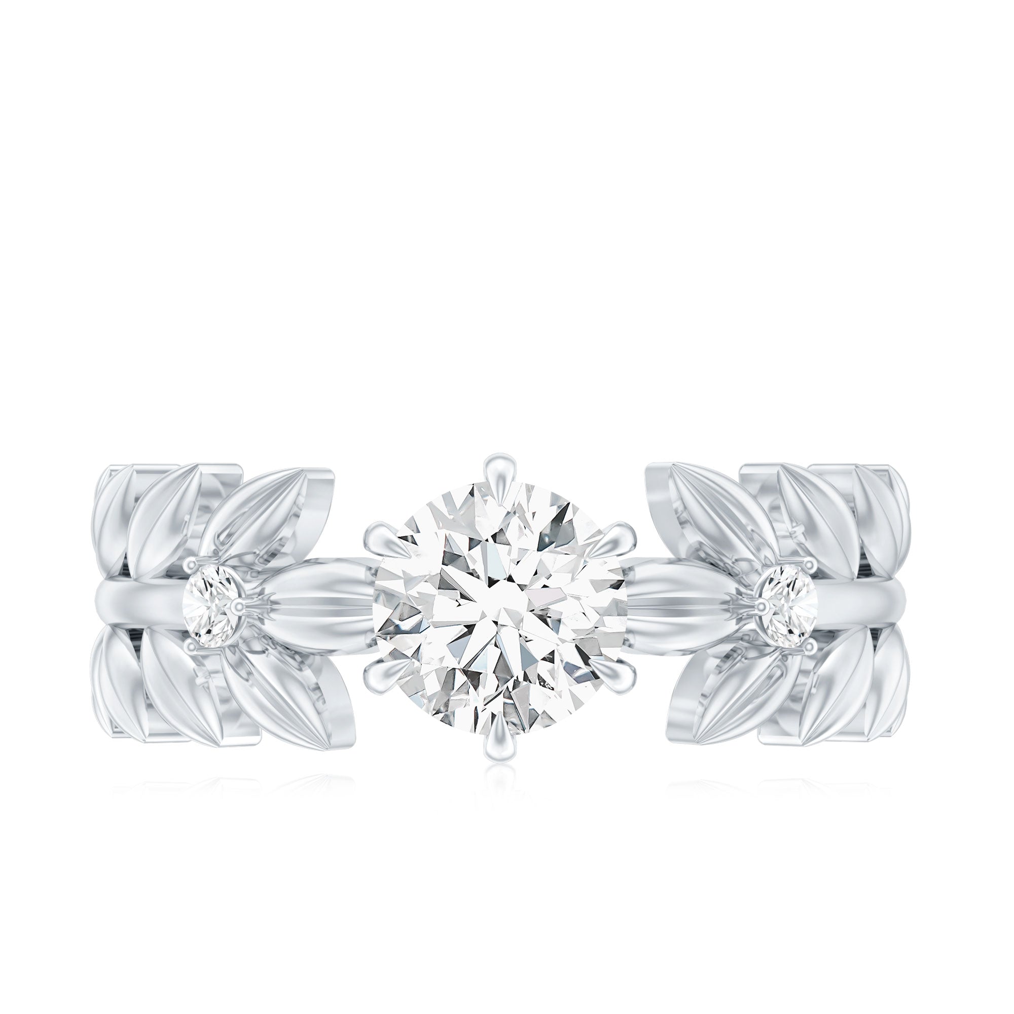 Rosec Jewels-6 MM Lab Grown Diamond Nature Inspired Engagement Ring