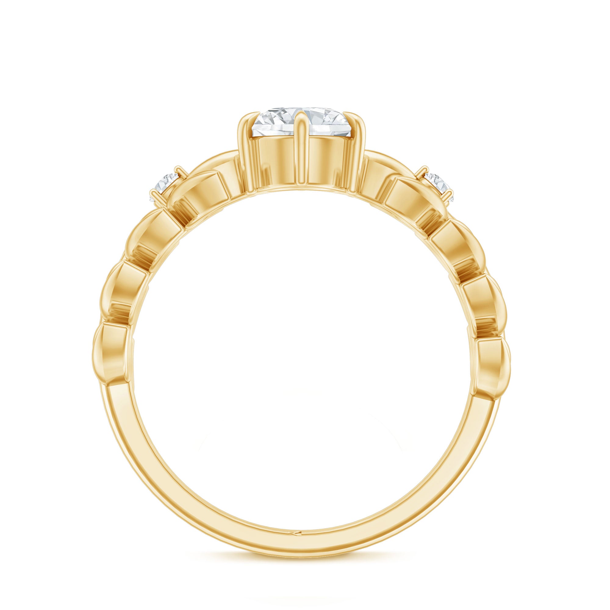 Rosec Jewels-6 MM Lab Grown Diamond Nature Inspired Engagement Ring