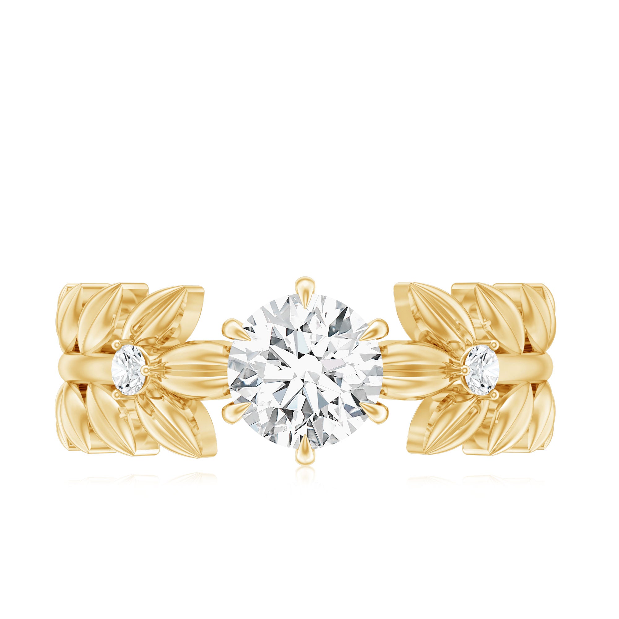 Rosec Jewels-6 MM Lab Grown Diamond Nature Inspired Engagement Ring