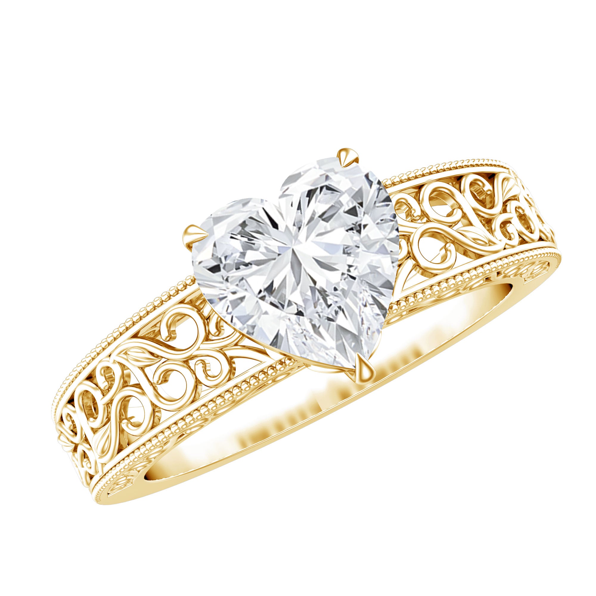 2 Carat Lab Grown Diamond Heart Engagement Ring Lab - ( EF-VS ) - Rosec Jewels
