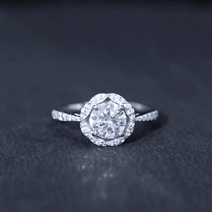 Rosec Jewels-Certified 7 MM Lab Grown Diamond Halo Engagement Ring